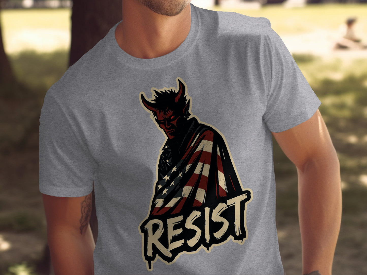 Resist Demon American Flag Graphic T-shirt product