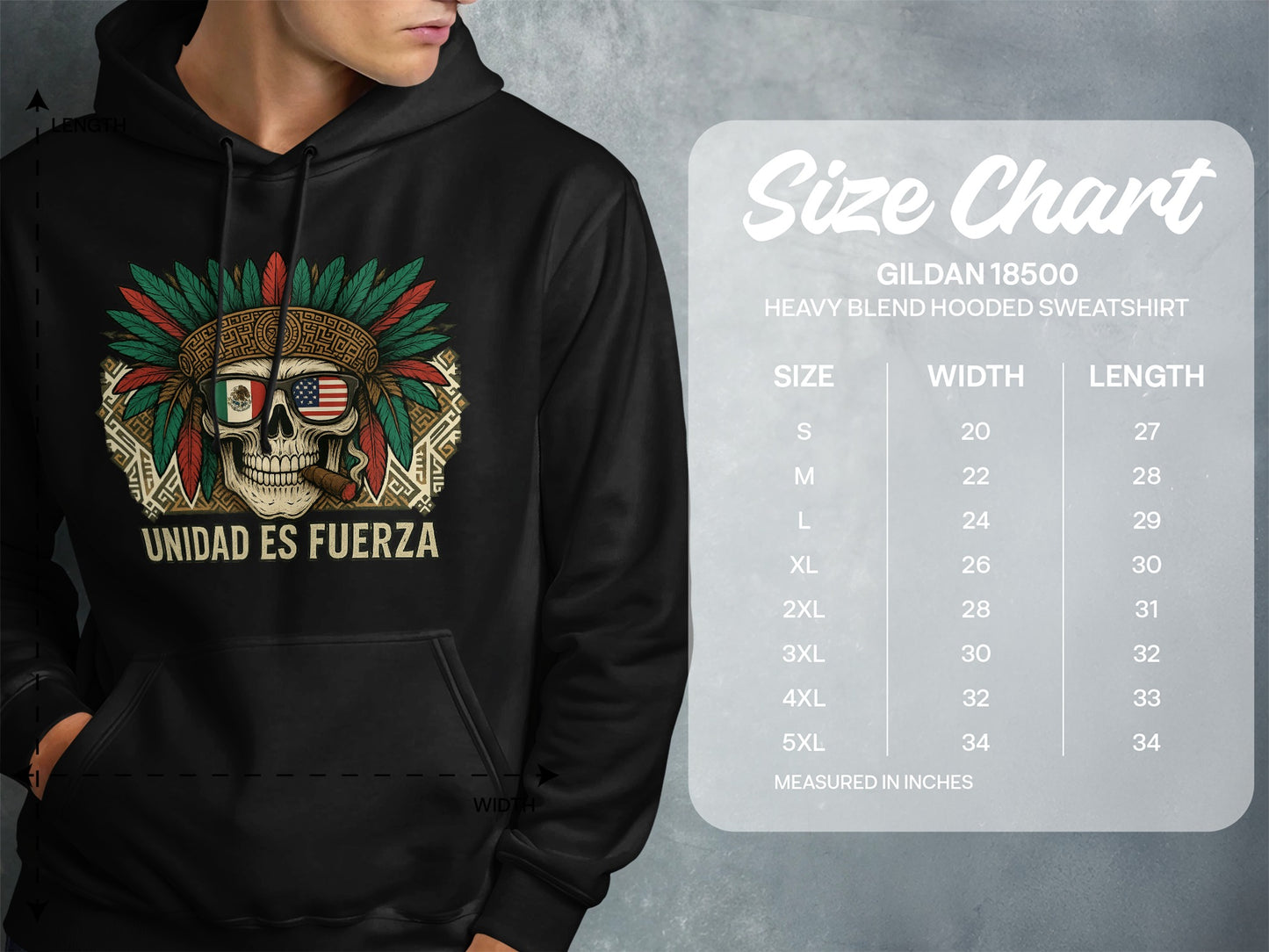 Unidad Es Fuerza Skull Design Hoodie