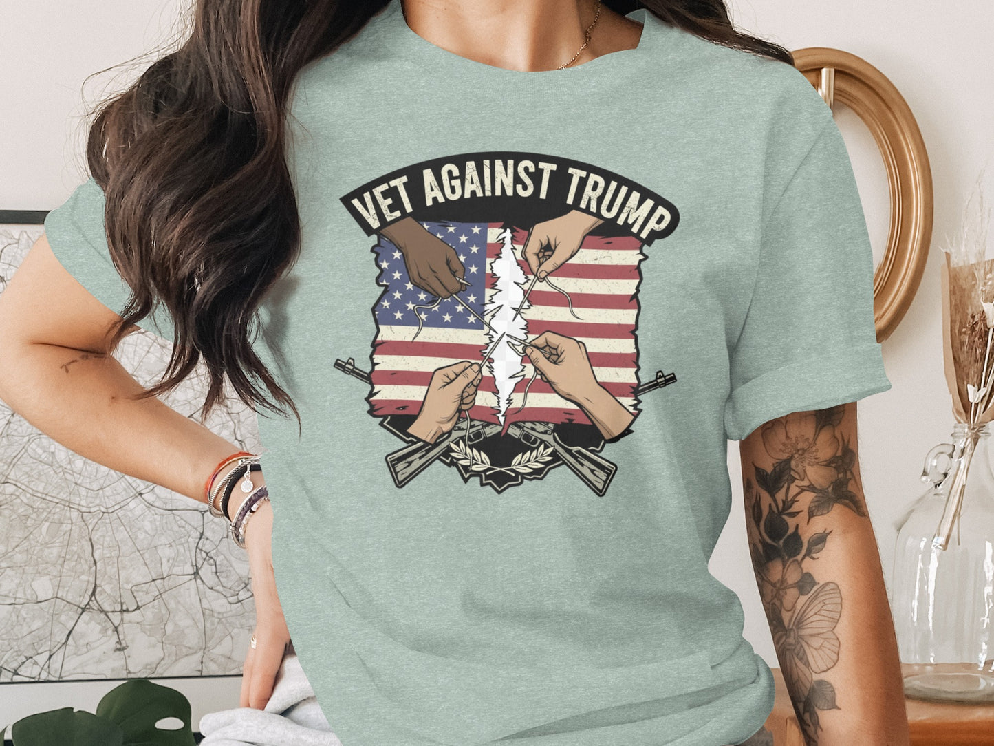 Vet Against Trump Graphic Printed Shirt product