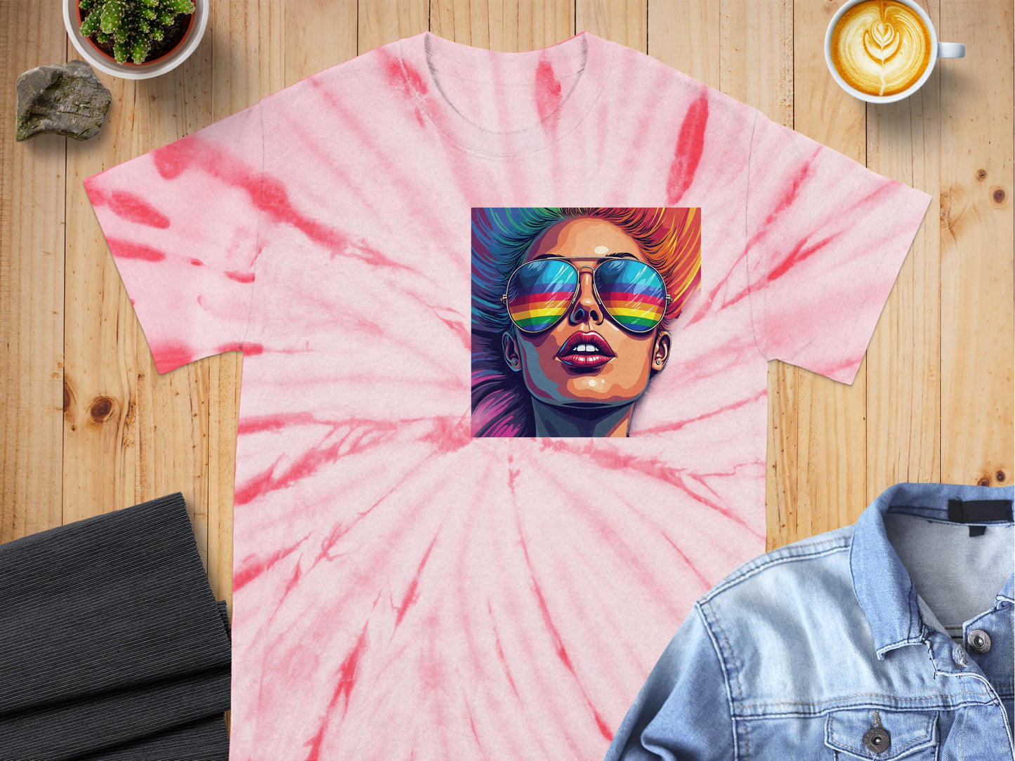 Colorful sunglasses woman design tie-dye T-shirt product type