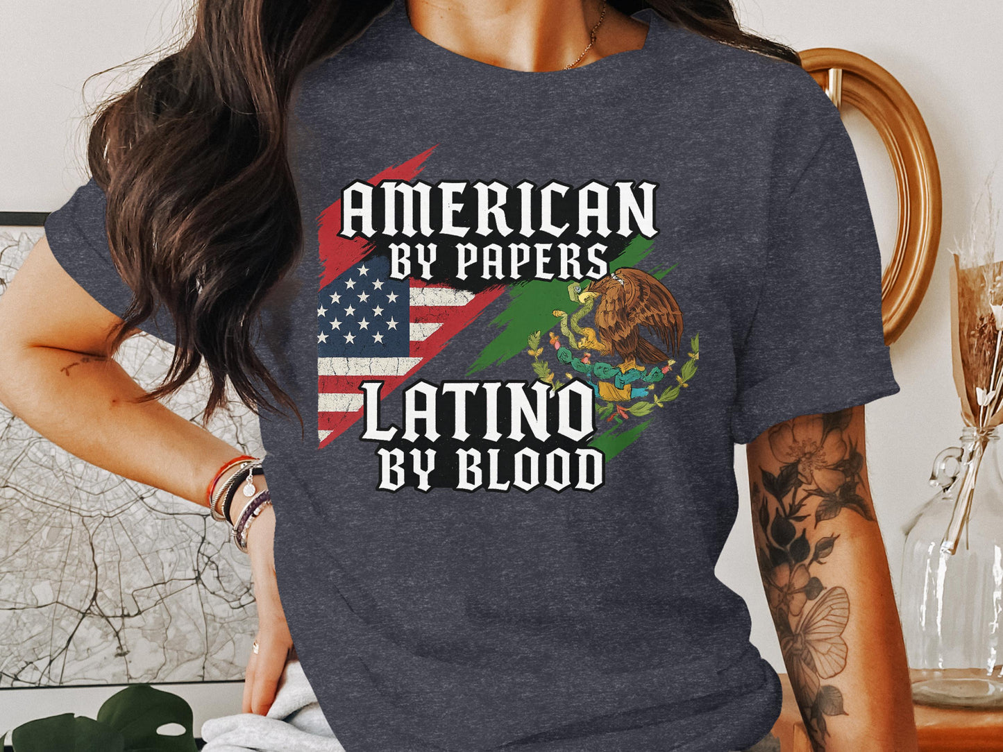American By Papers Latino By Blood T-Shirt product