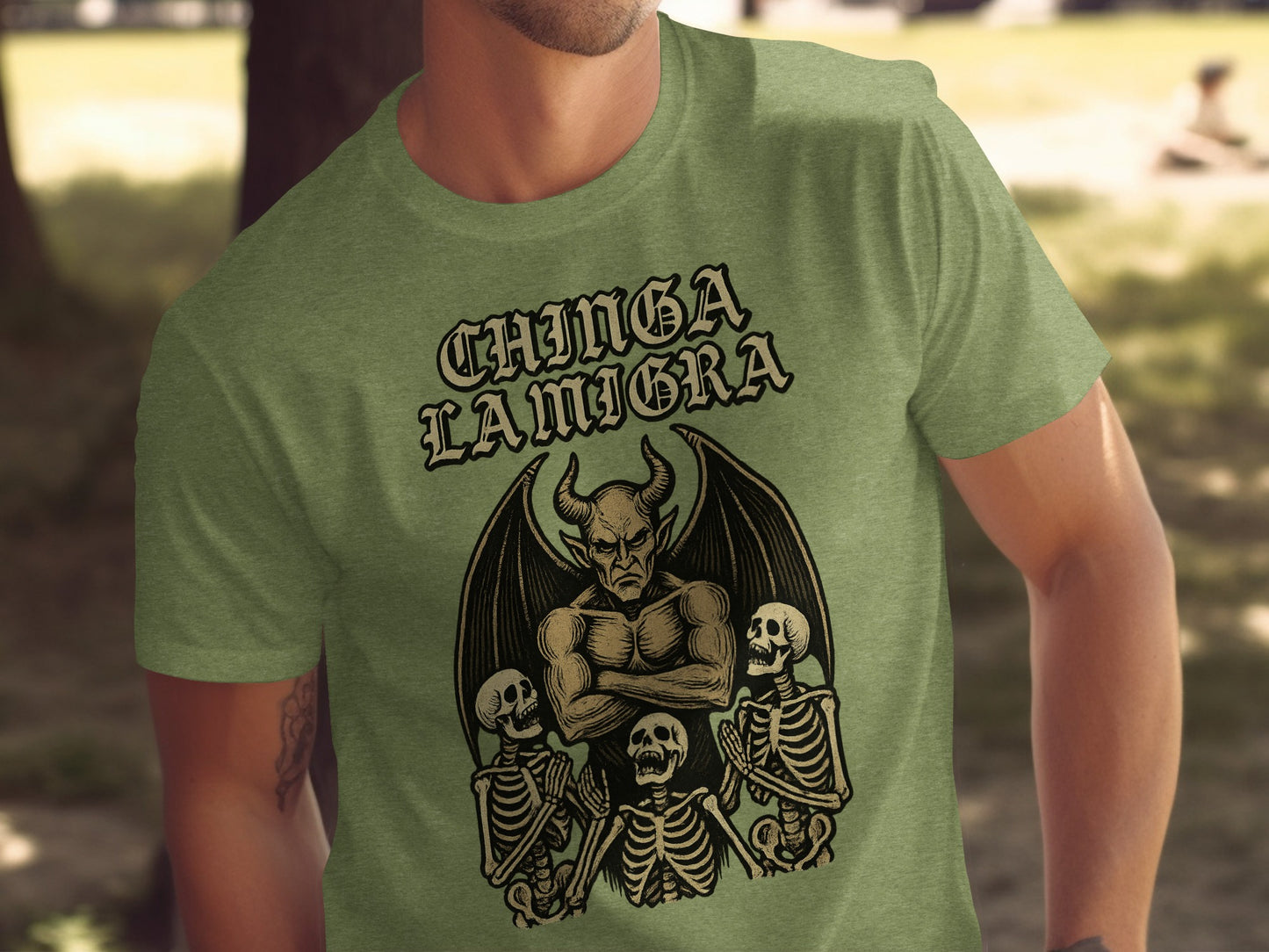 Chinga La Migra Graphic Print Devil T-Shirt product type
