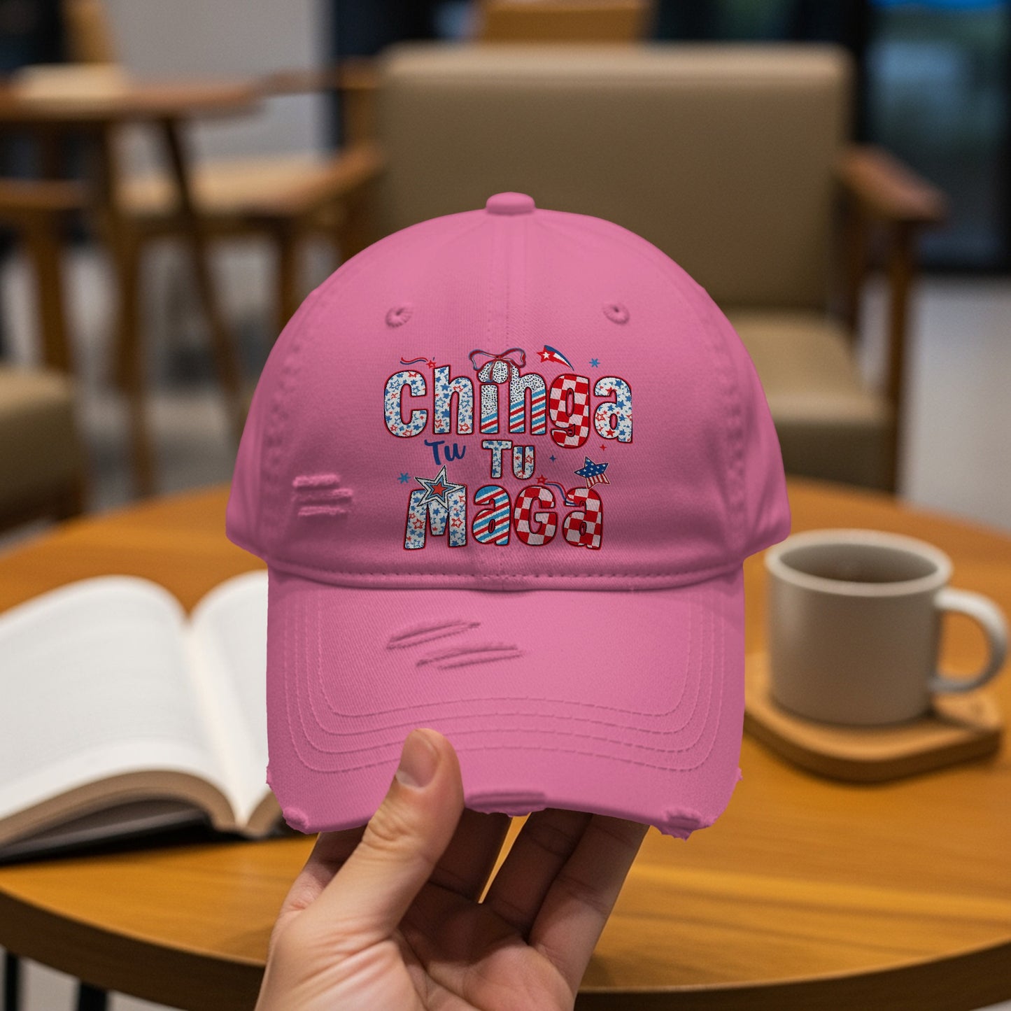 Chinga Tu Maga Distressed Style Hat product
