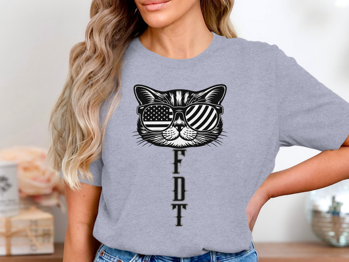 Patriotic Cat With Sunglasses FDT Graphic T-shirt product