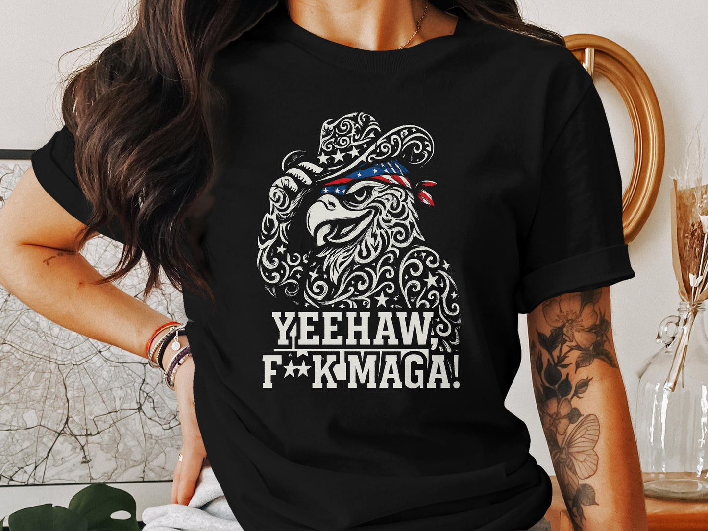 Patriotic Eagle Design Yeehaw F***KMAGA T-shirt product