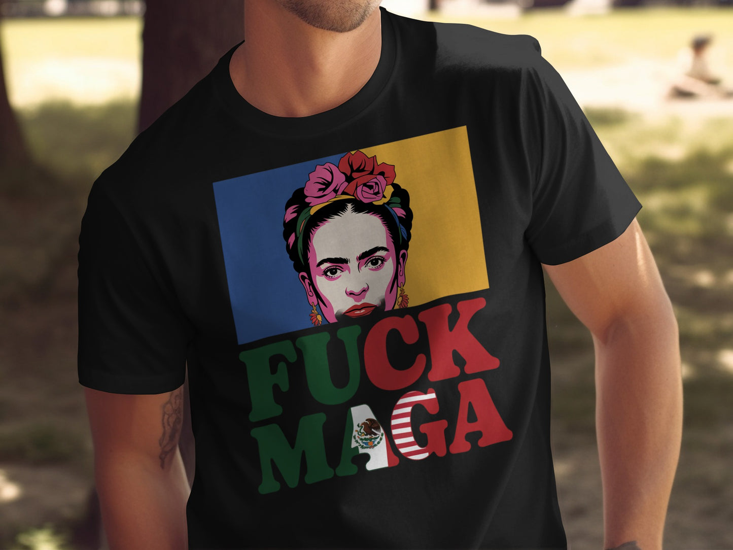 Bold Colorful Frida Kahlo Anti MAGA Statement T shirt