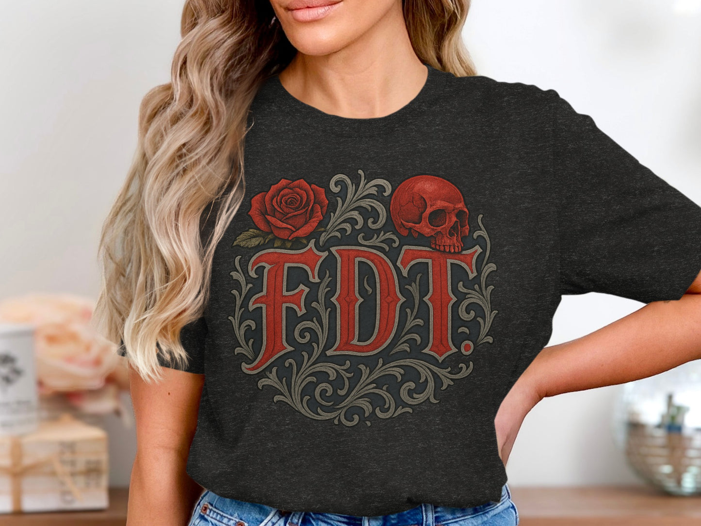 FDT Skull and Rose Themed Unisex T-Shirt product