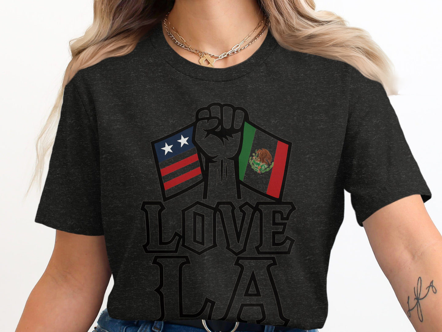 Love LA Graphic Tee with Bold Flag Design product