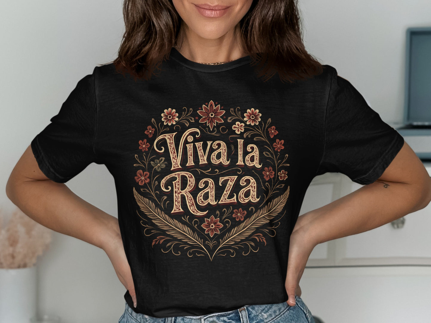 Viva La Raza Floral Design Graphic T-Shirt product type