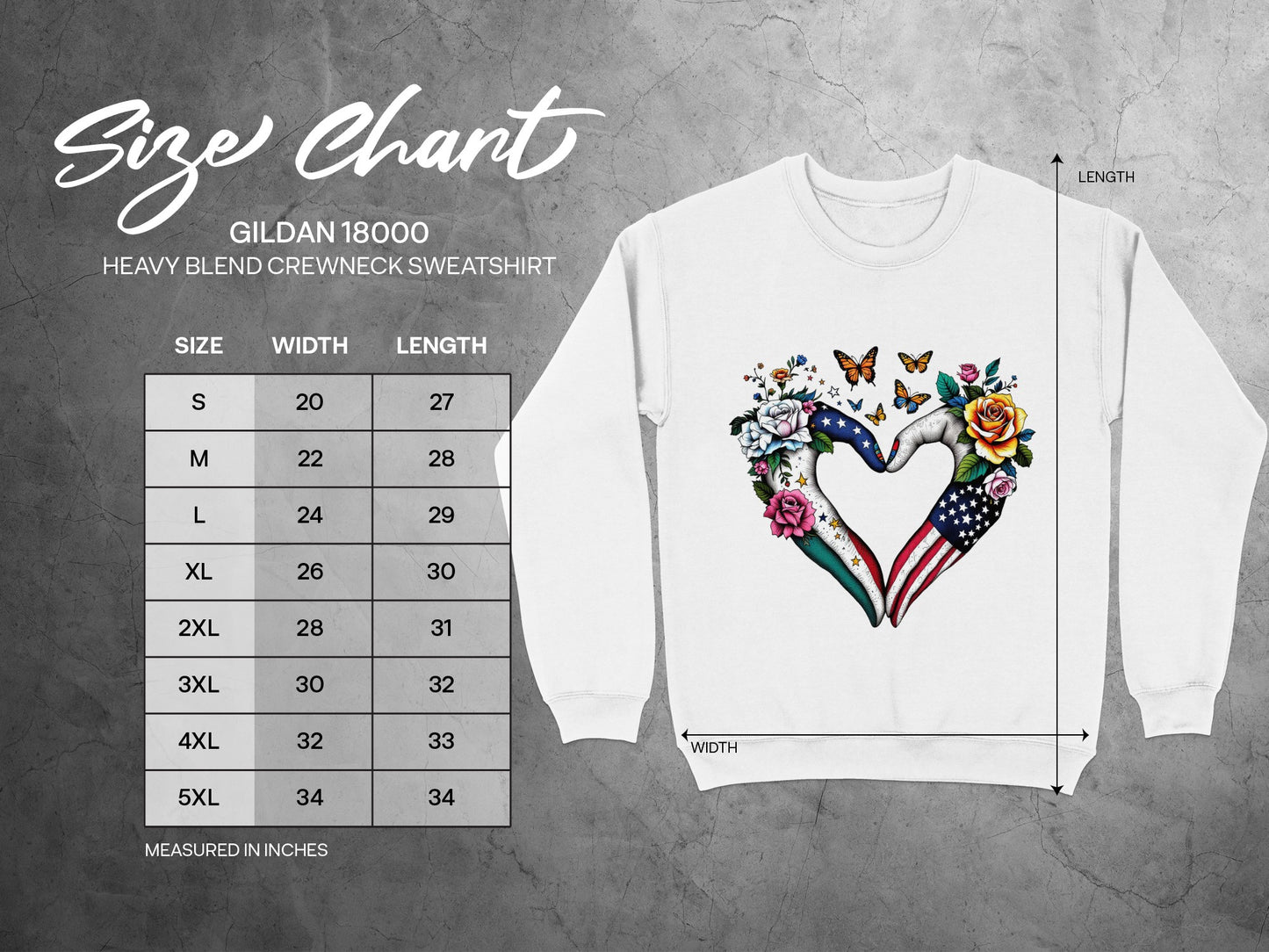 Heart-Shaped Floral and American Flag Sweatshirt product type