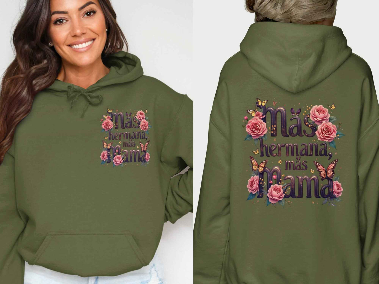 Mom Shirts: Mas Hermana Mas Mama Floral Hoodies