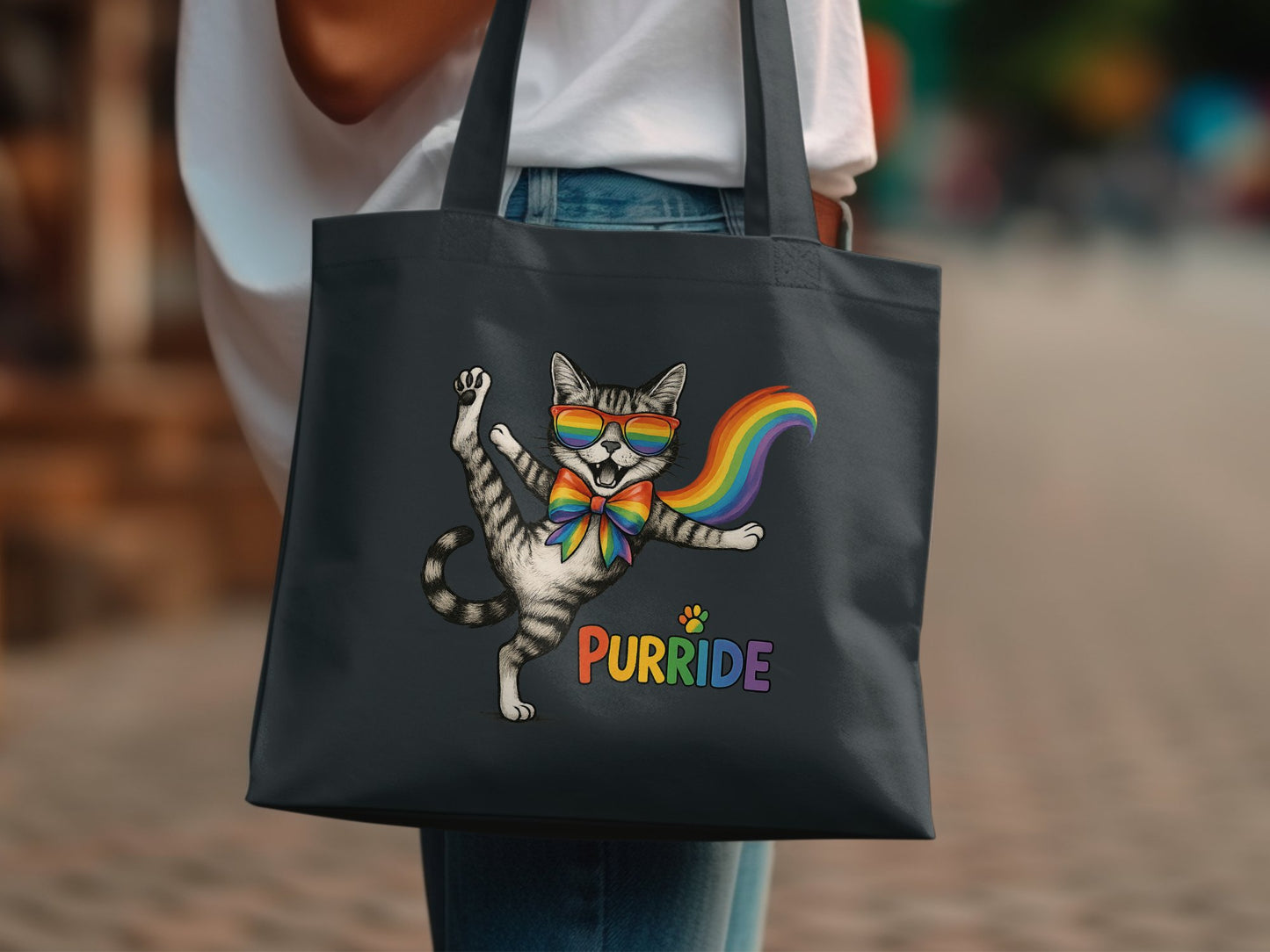 Purride Cat Rainbow Sunglasses Tote Bag product