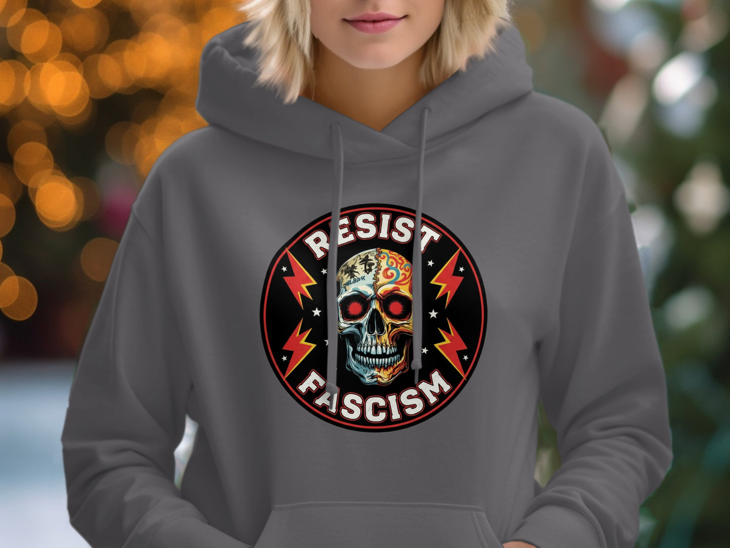 Resist Fascism Skull Graphic Hoodie product type