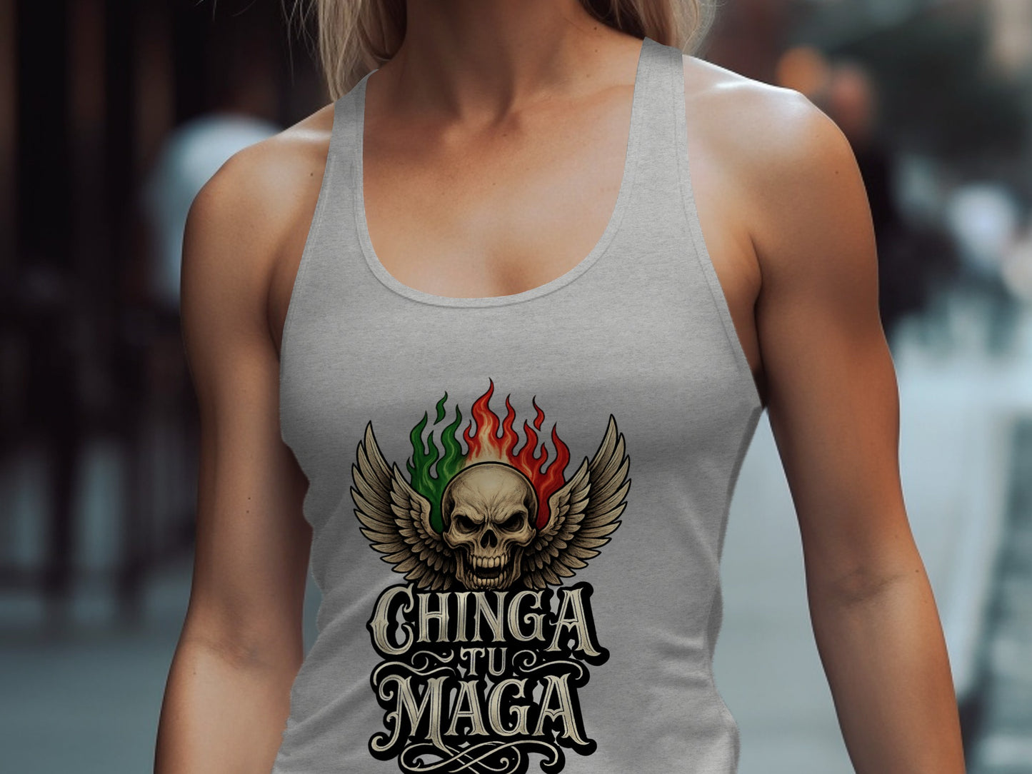 Chinga Tu Maga Skull with Wings Graphic Tank product