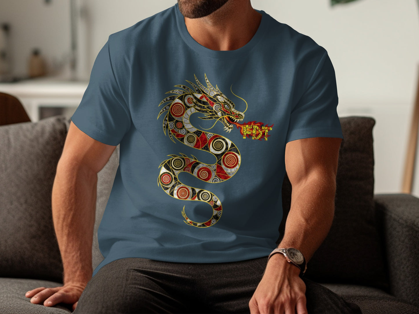 Intricately Designed Fire Breathing Dragon T-Shirt product