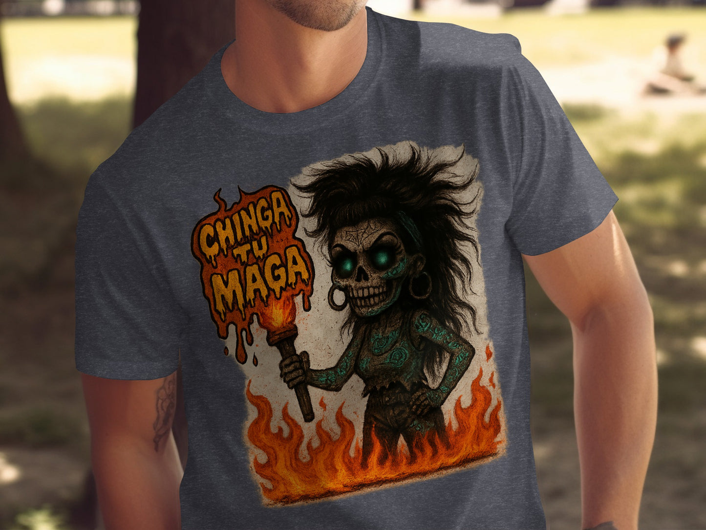 Chinga Tu Maga Skull Graphic T-Shirt Product