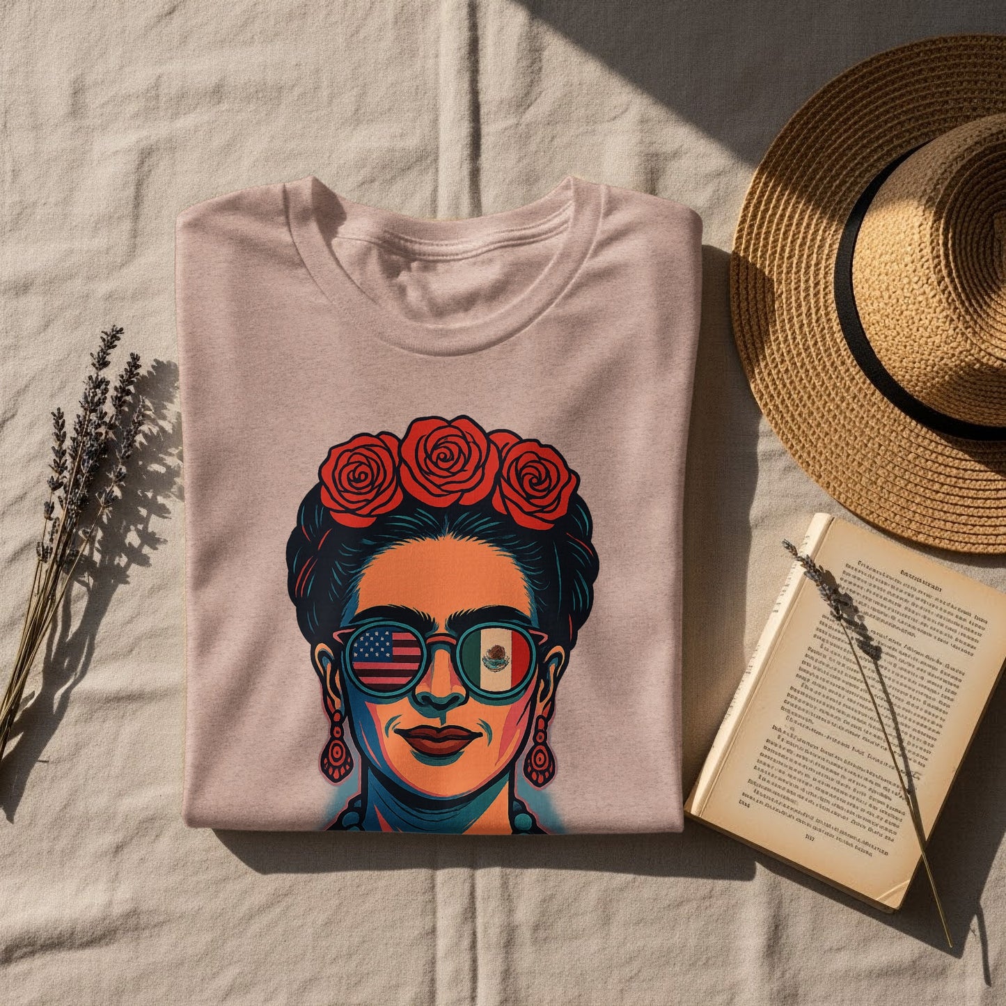 Frida Kahlo Dual Flag Sunglasses Graphic T-Shirt product type