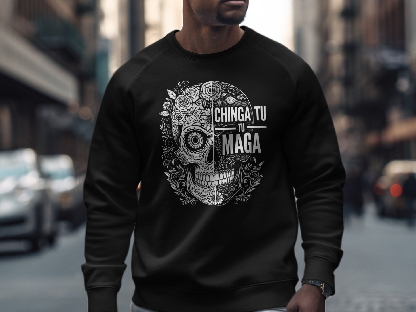 Chinga Tu Maga Skull Graphic Design Sweatshirt product