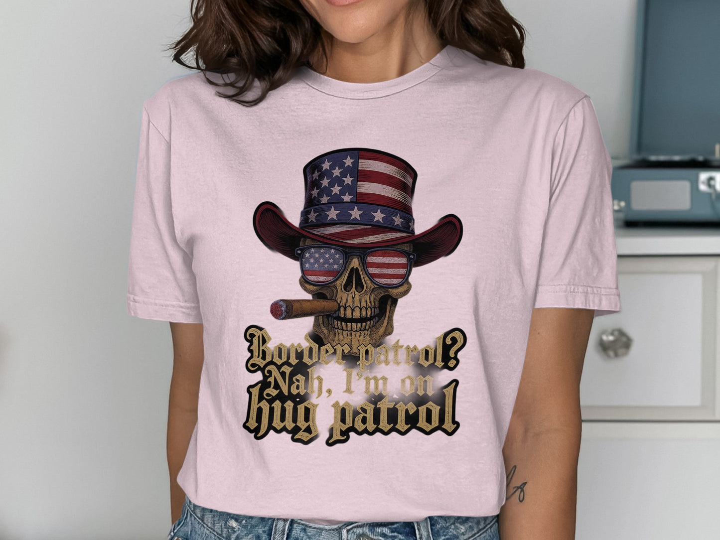 Vintage Skull with American Hat Graphic Tee product