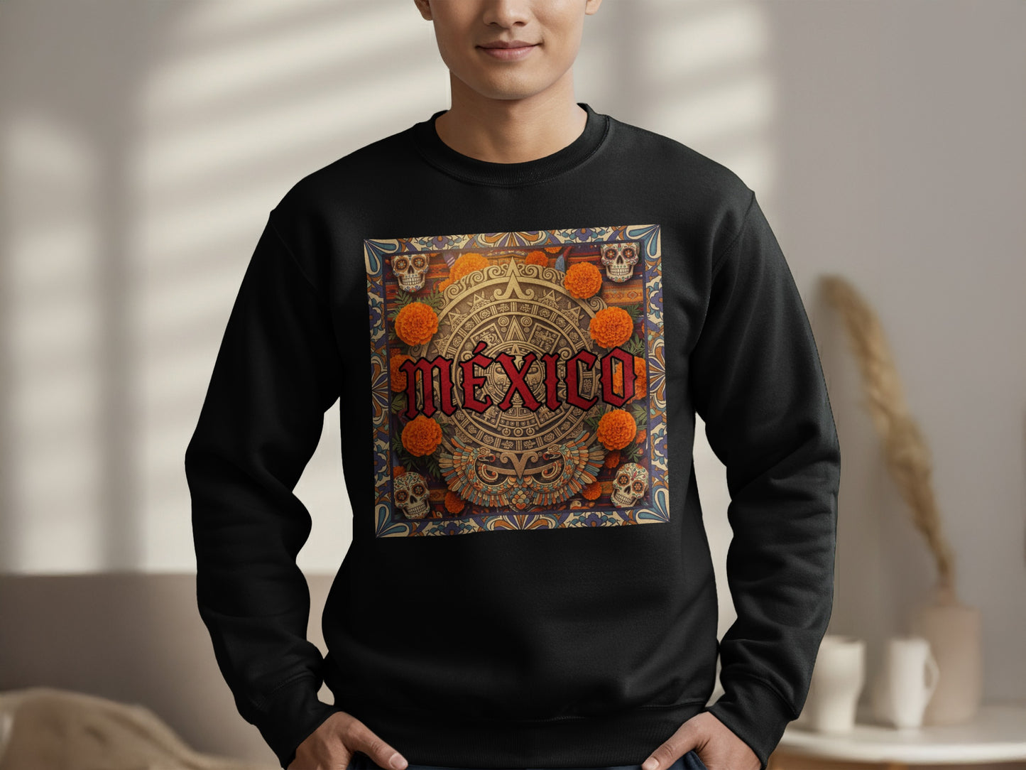 Vibrant Mexico Themed Sweatshirt Aztec Design product