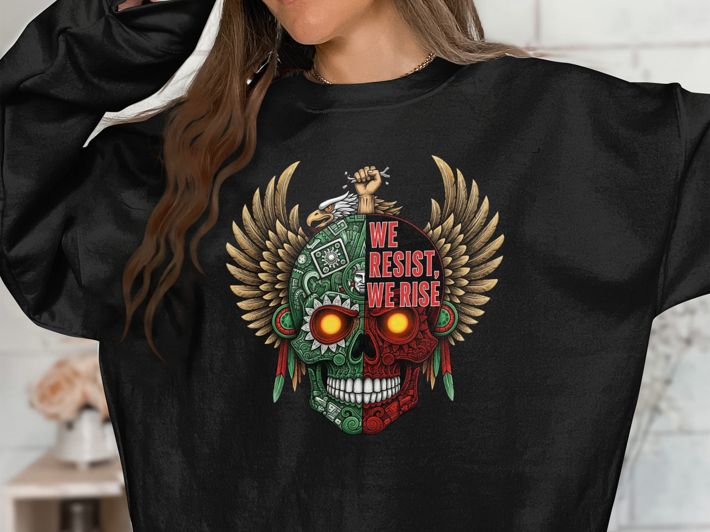 We Resist We Rise Skull Wing Design Sweater product