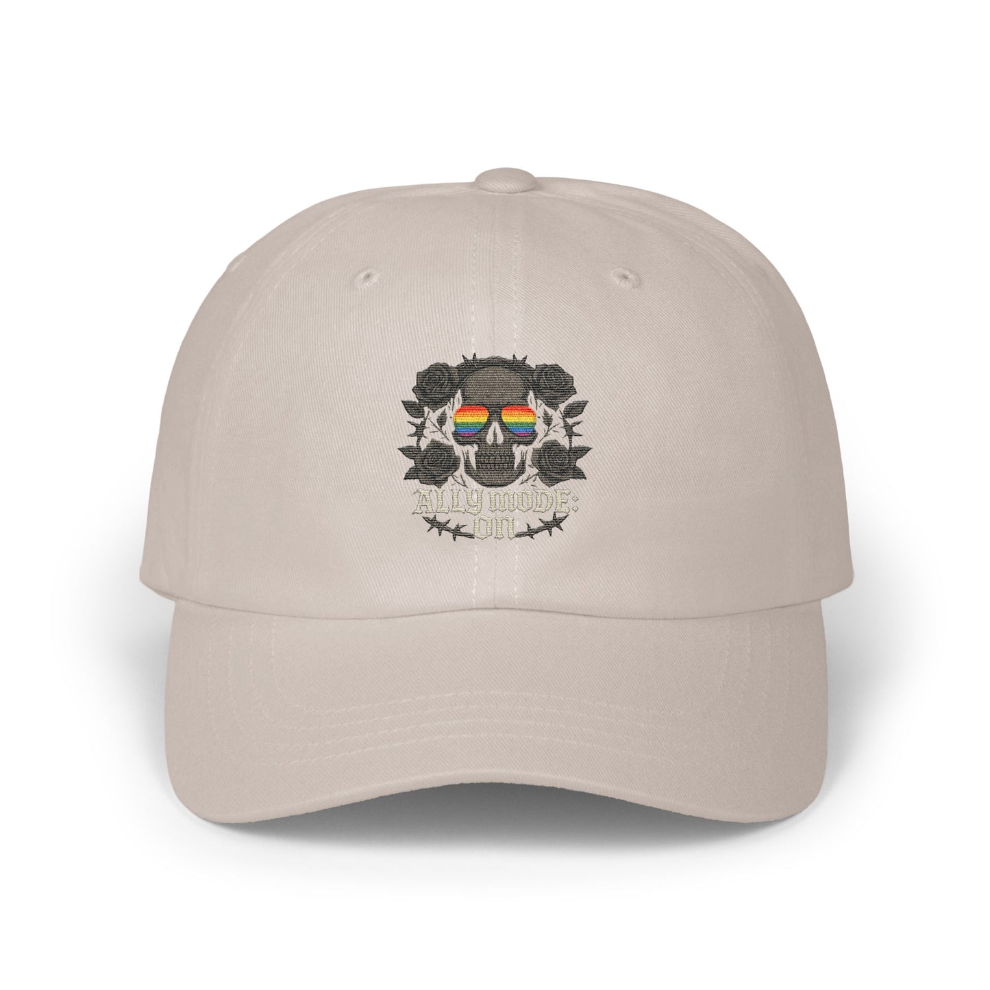 Skull and Flowers Embroidered Dad Hat product type