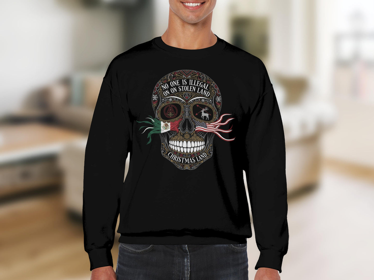No One Is Illegal On Stolen Land Christmas Long Sleeve