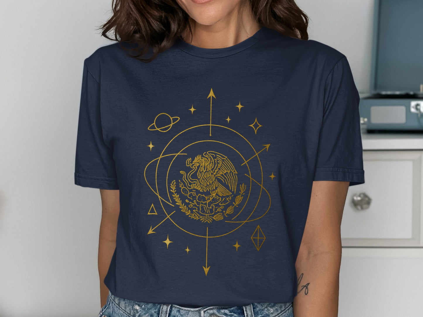 Celestial Design Mexican Eagle Graphic Tee product