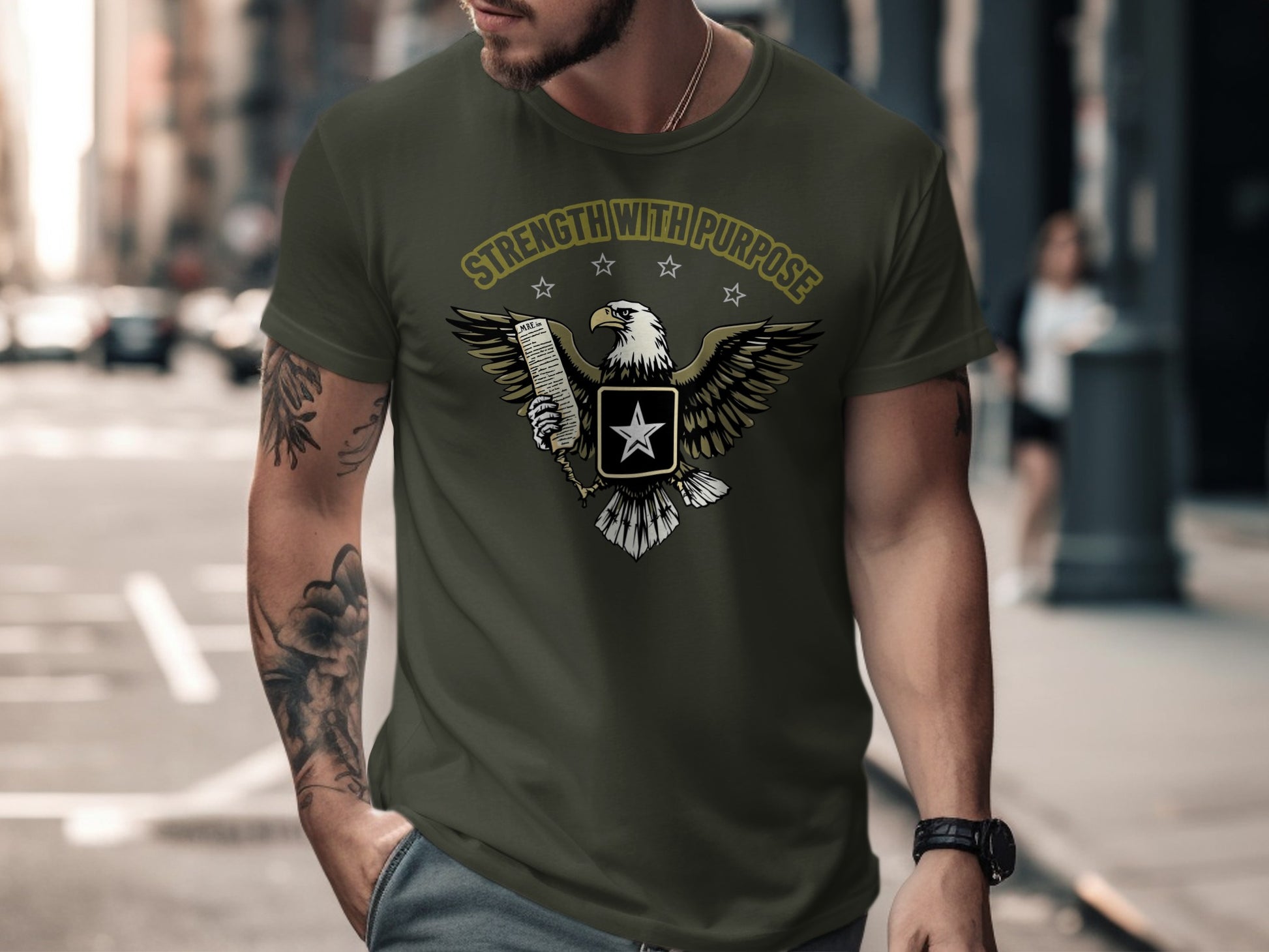 Strength With Purpose Eagle and Shield Graphic T-Shirt