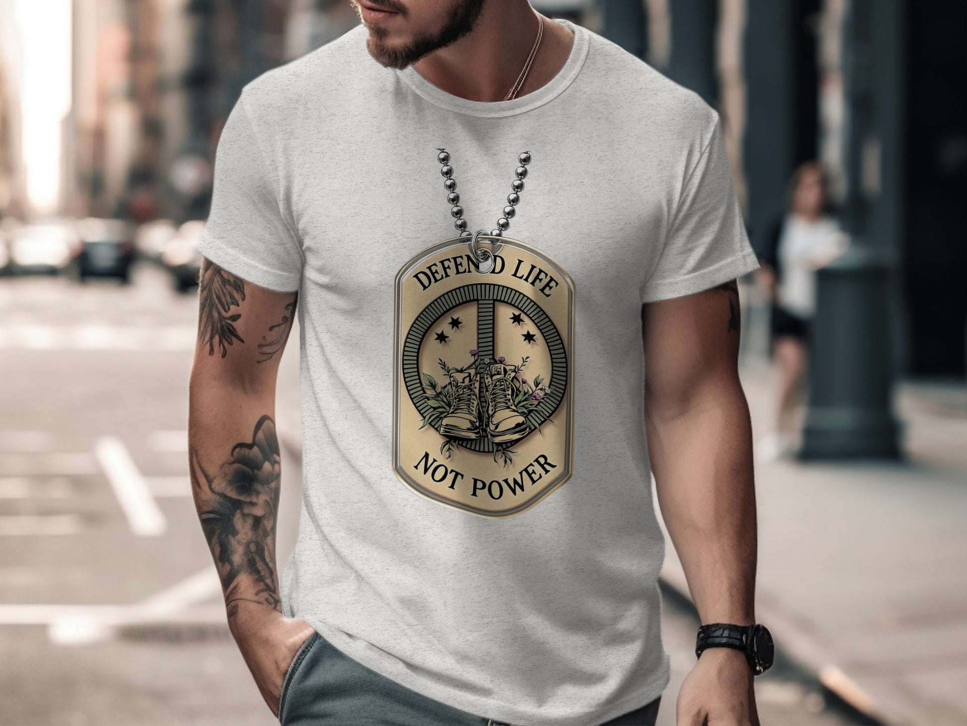 Defend Life Not Power Dog Tag Necklace Patriotic Gift