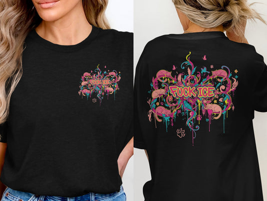 Colorful Fuck ICE Design Graphic T-shirt