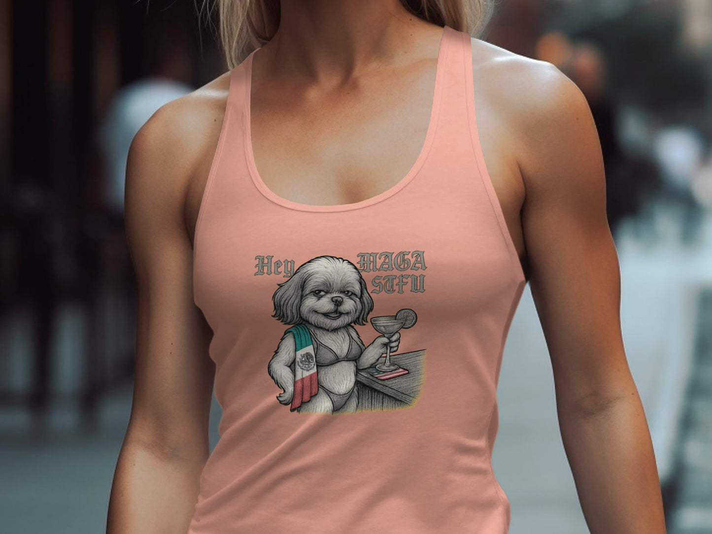 Hey MAGA STFU Funny Dog Graphic Tank Top product type