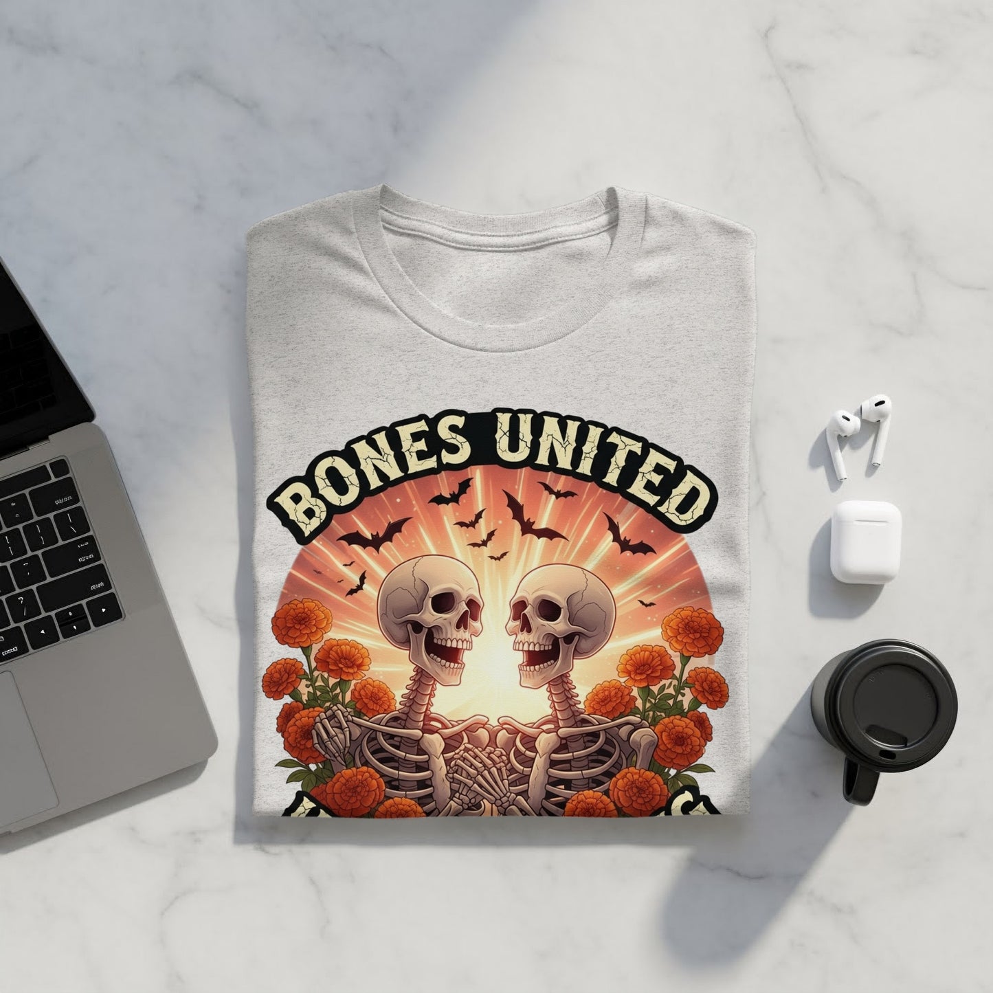 Bones United Skeletons and Flowers Graphic T-Shirt product
