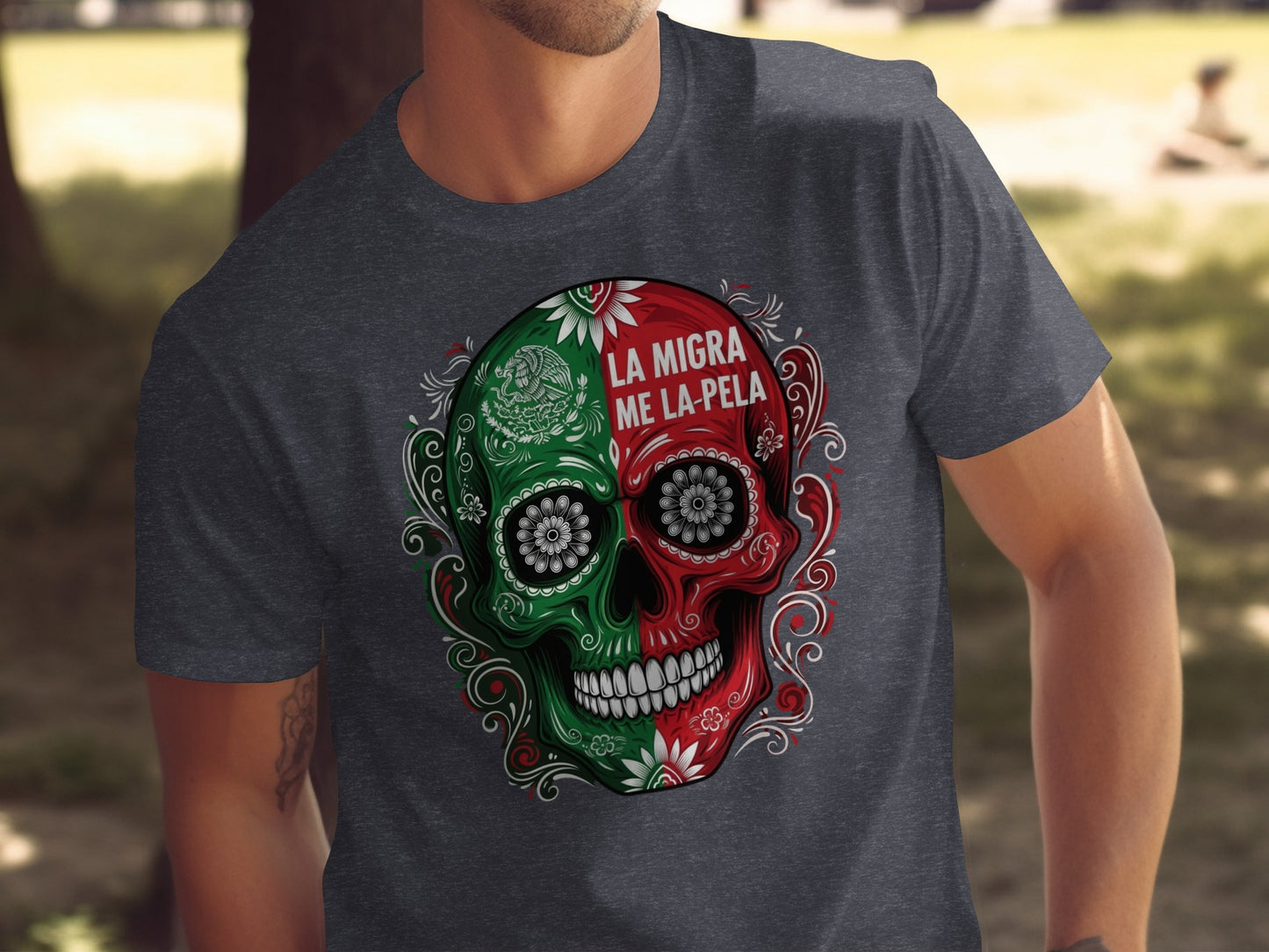La Migra Me La Pela Skull Graphic T-shirt product type