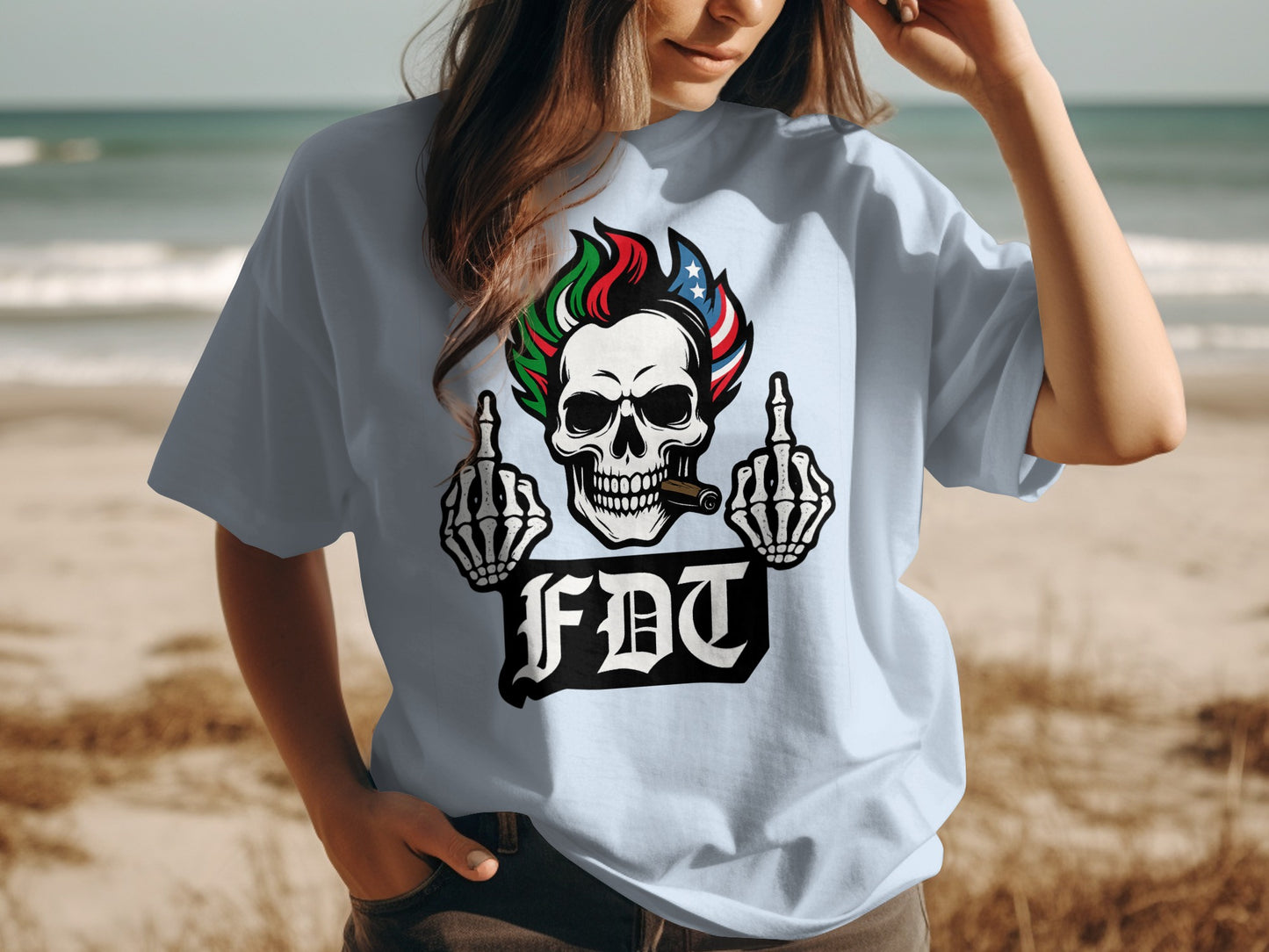 Colorful Skull Graphic FDT Design T Shirt product type