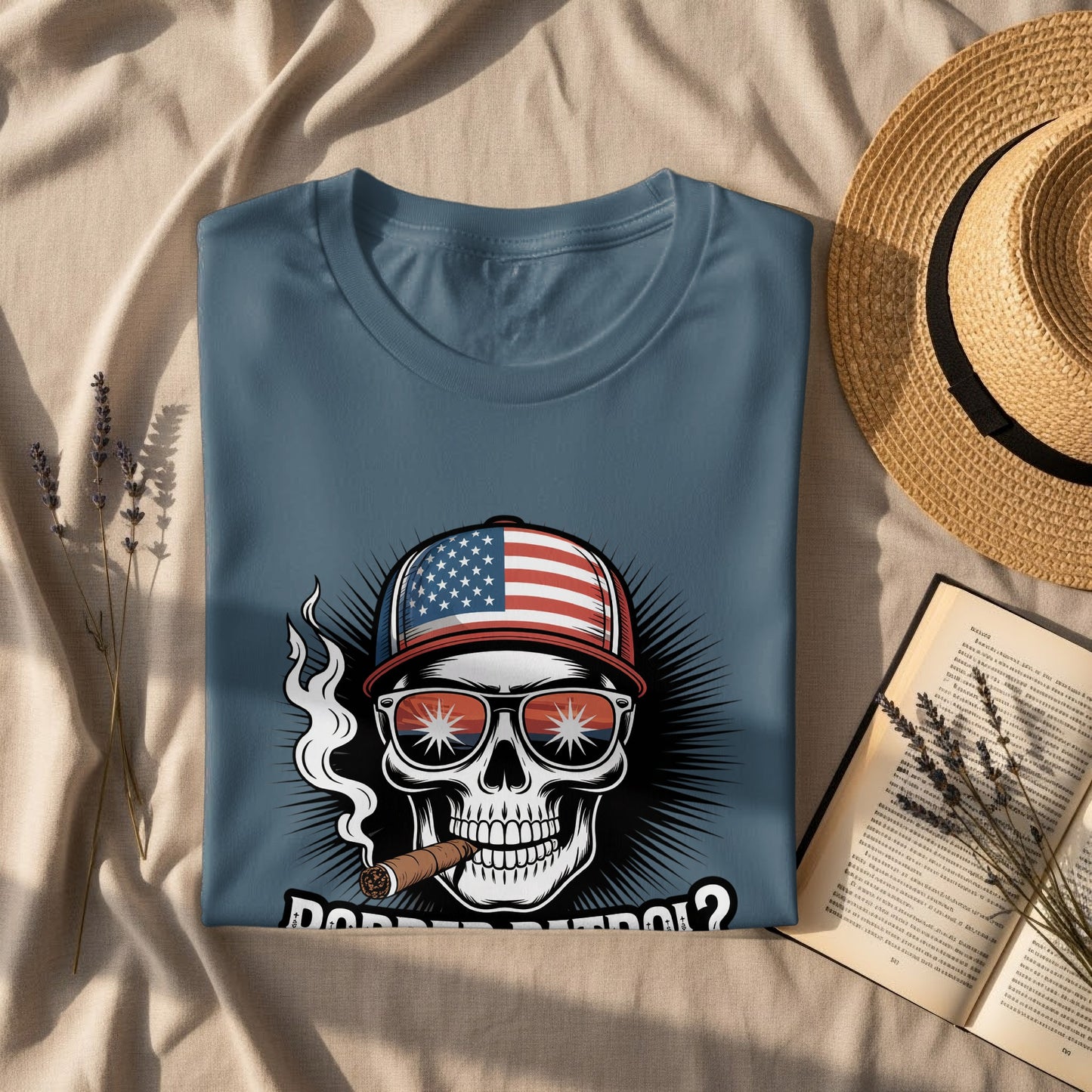 Skull Wearing American Flag Hat Smoking Cigar Shirt product