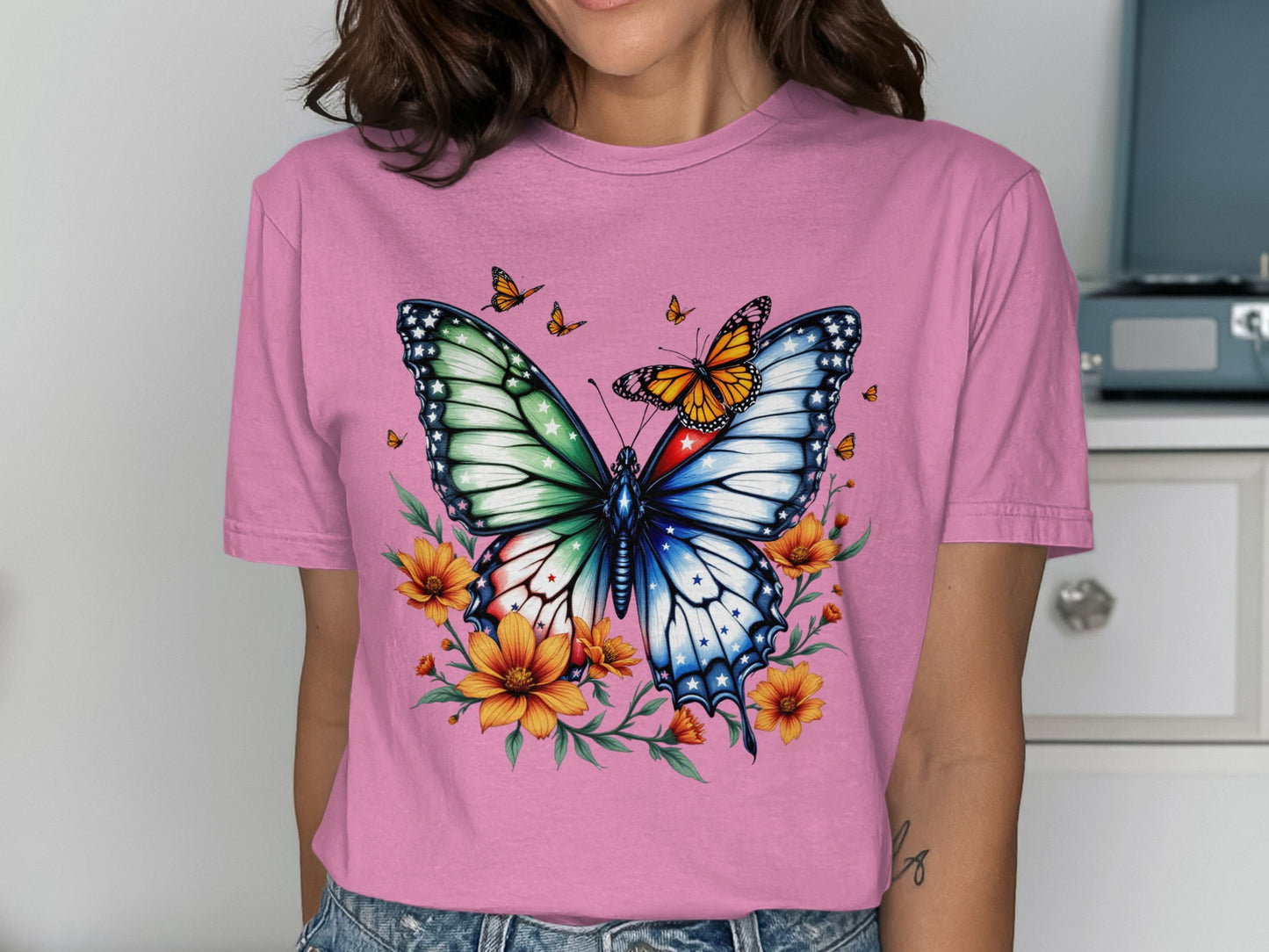 Colorful Butterfly Design Graphic T-shirt product type