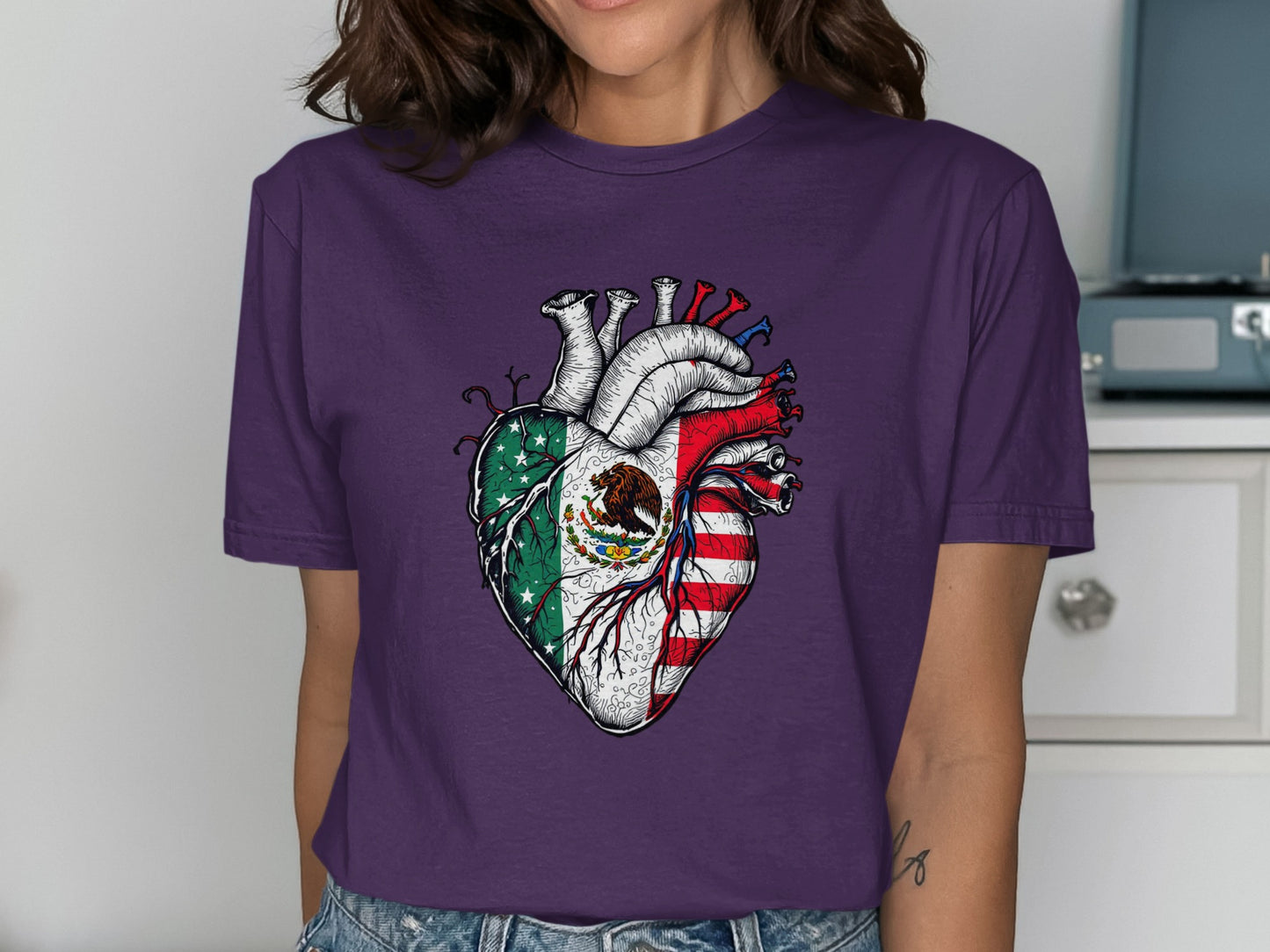 Patriotic Heart Design on Purple T-Shirt product type