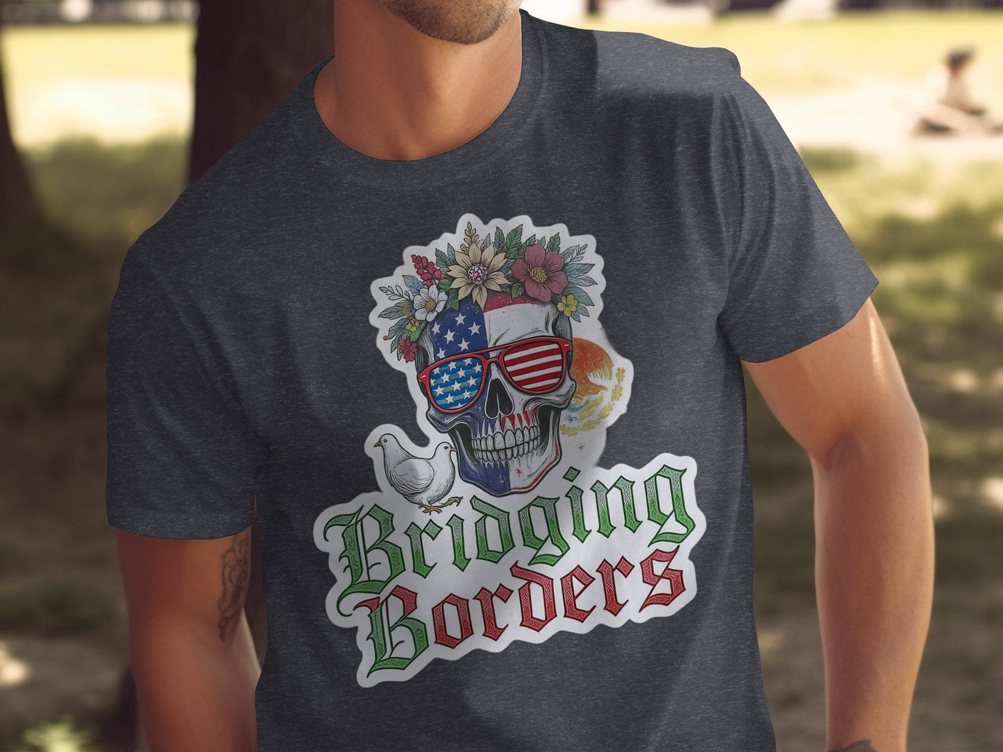 Bridging Borders Skull and Dove Graphic Shirt product type