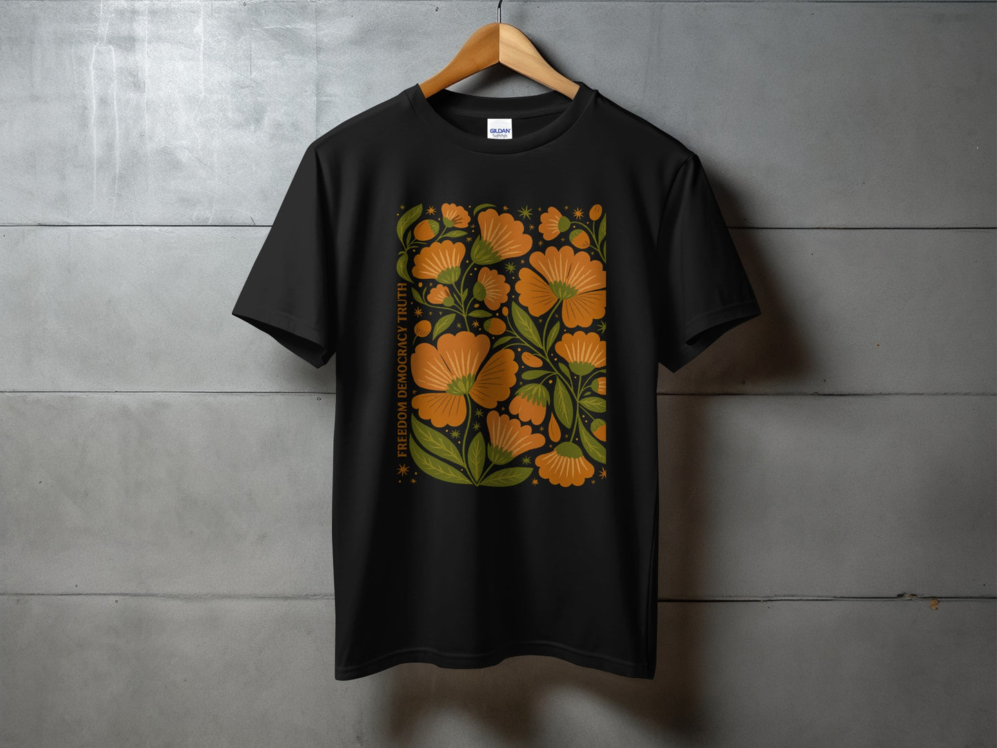 Retro Orange Floral Graphic Tee T-Shirt product type
