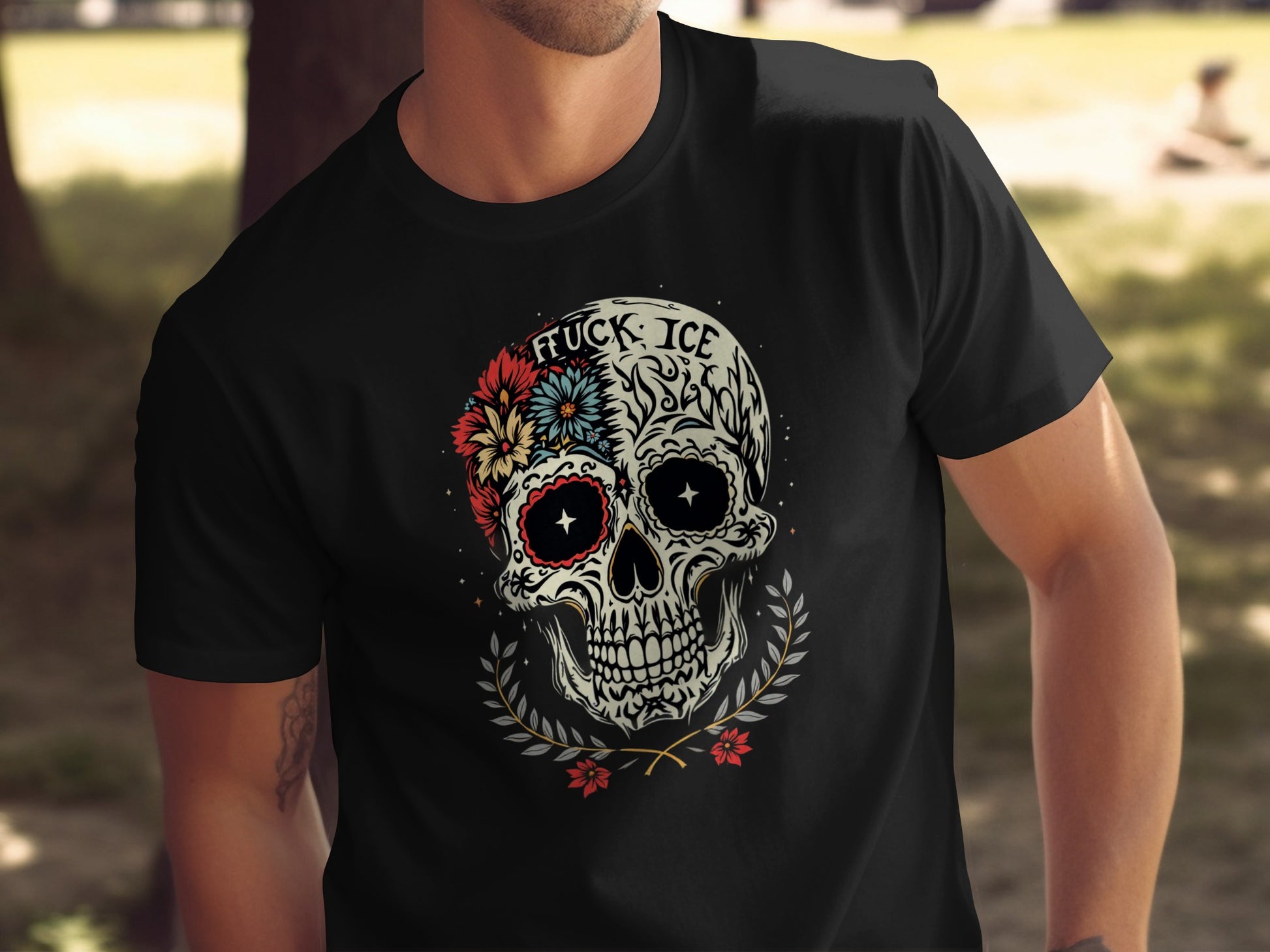 Skull with Flowers Graphic Design t-shirt product