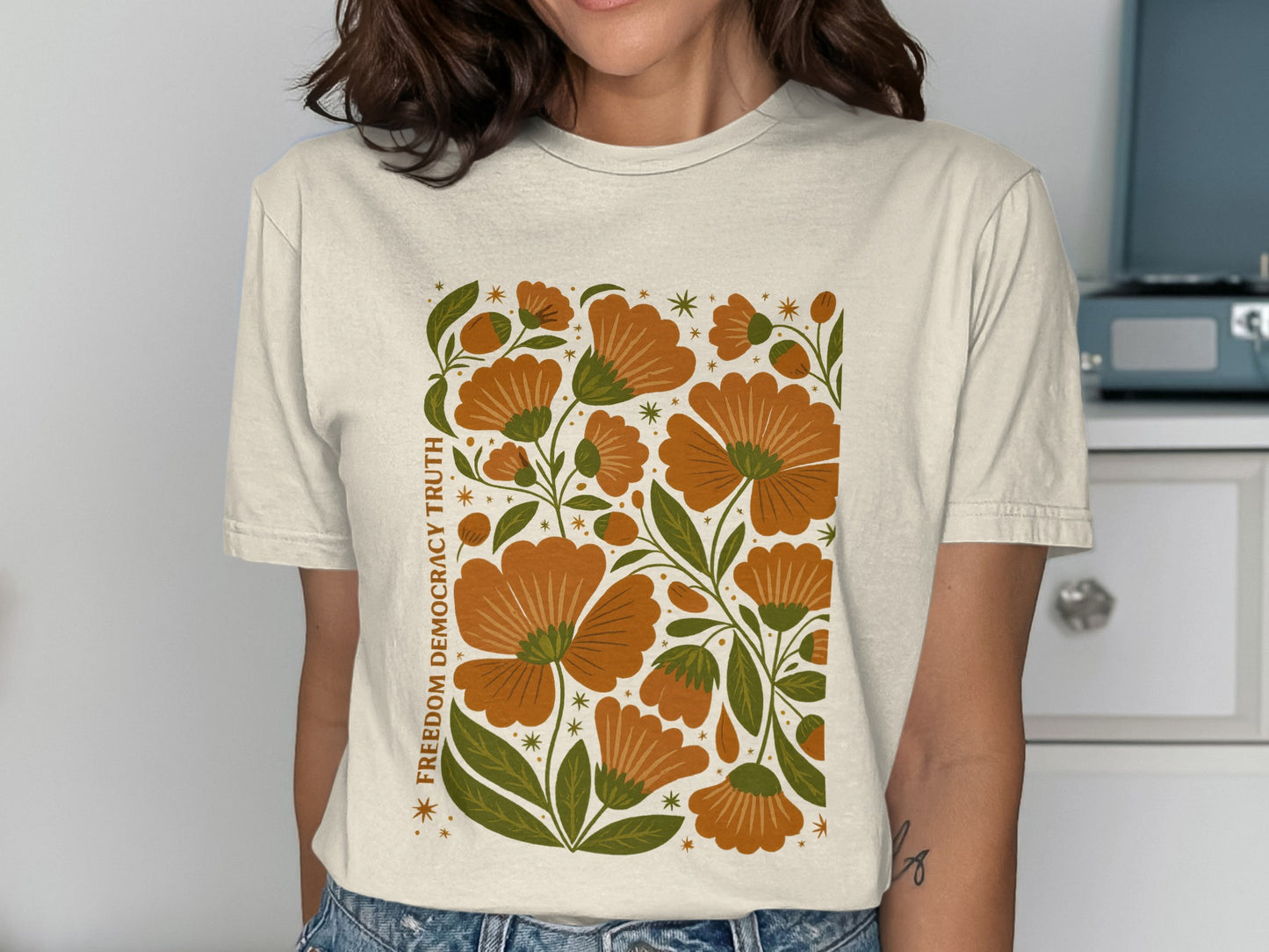 Freedom Democracy Truth Floral Graphic Tee product