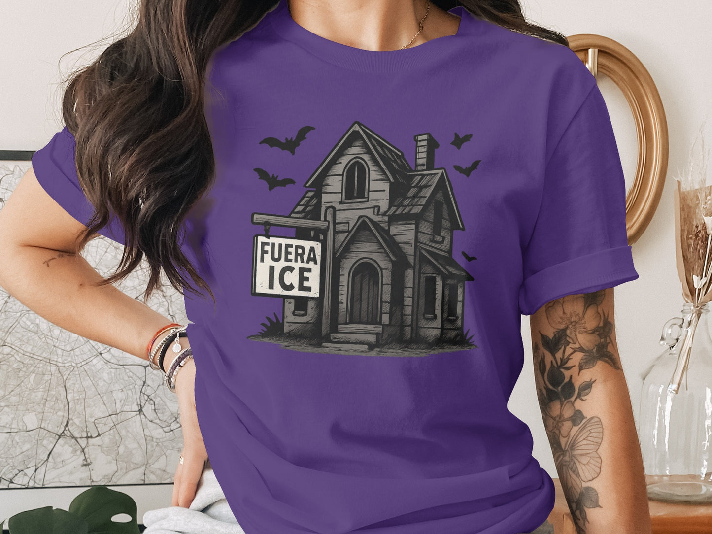 Haunted House with Bats Graphic Shirt product type