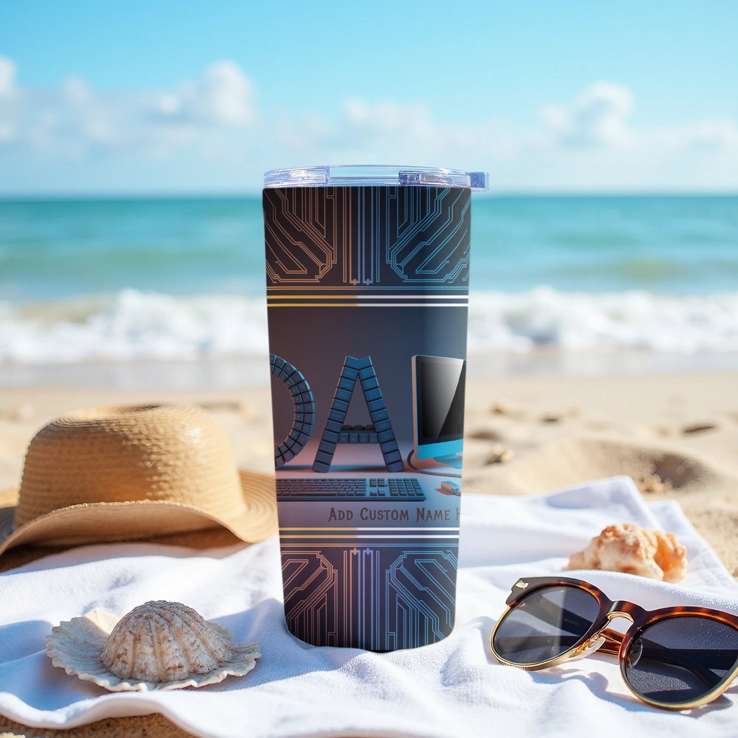 Personalized Beach Design Tumbler for Coffee Tea product