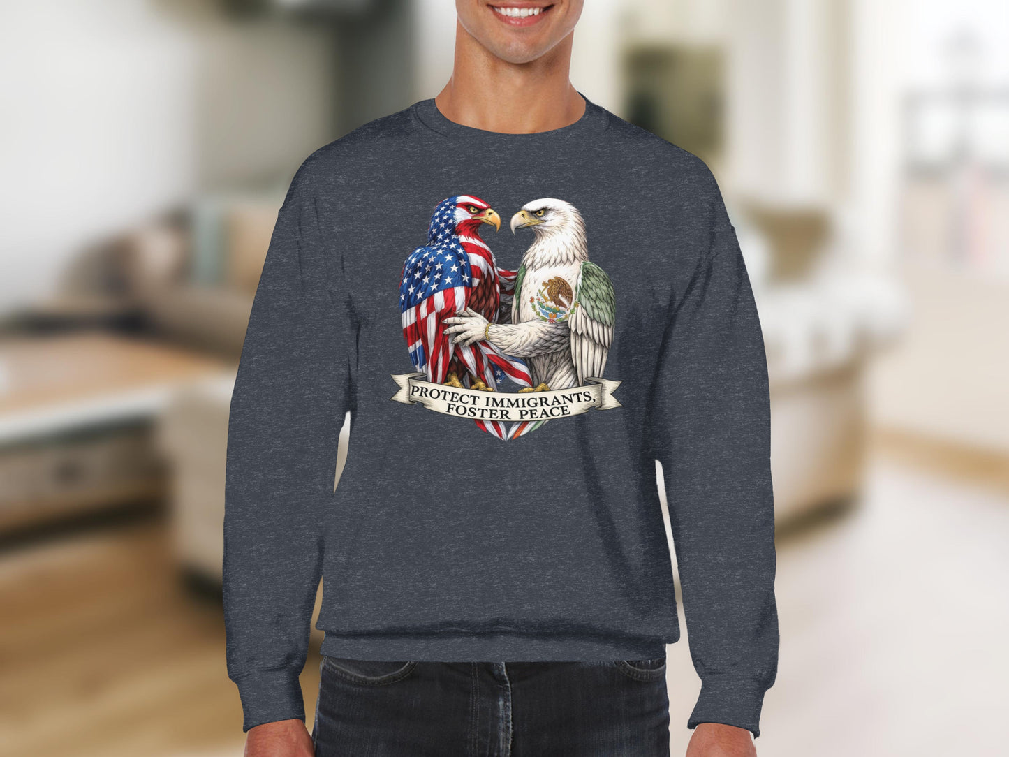 Protect Immigrants Foster Peace Eagle Sweatshirt product type