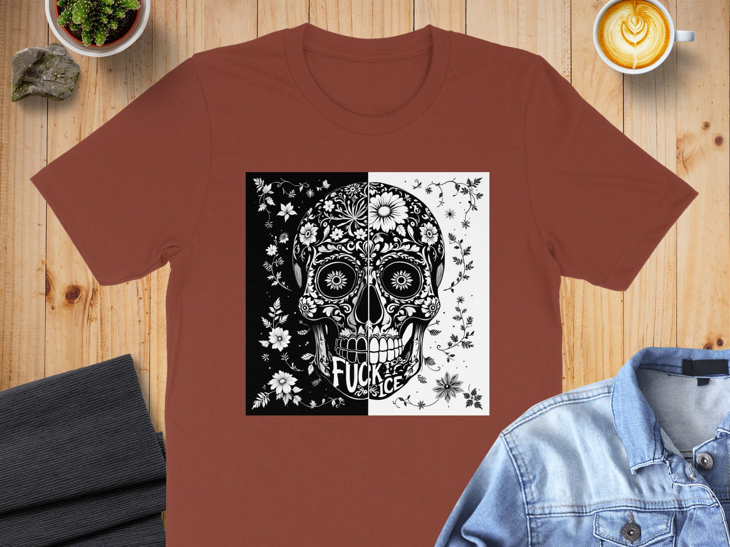 Floral Skull Artwork Design T-Shirt Top product type