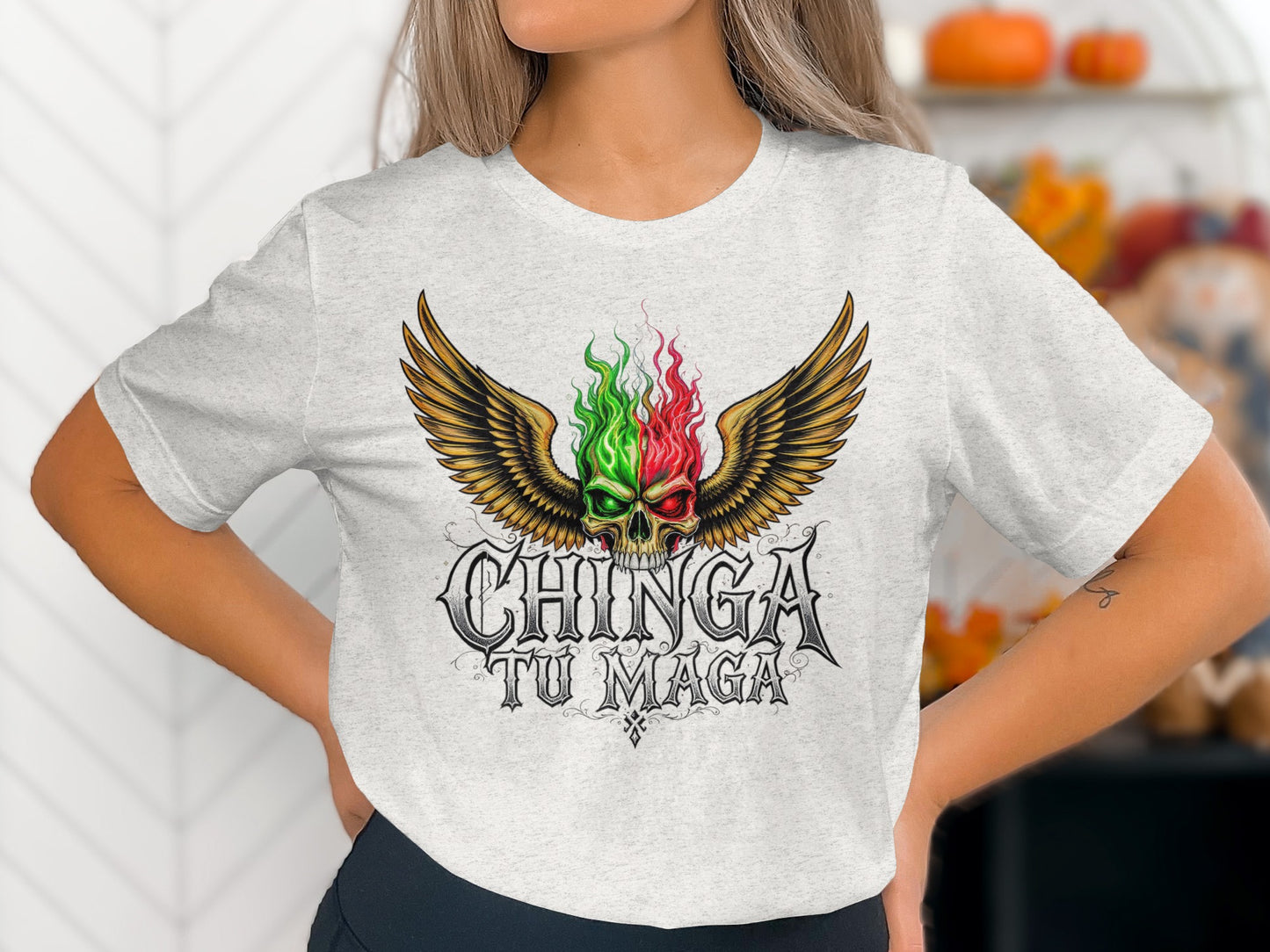 Chinga Tu Maga Skull Wings Graphic T-Shirt product type