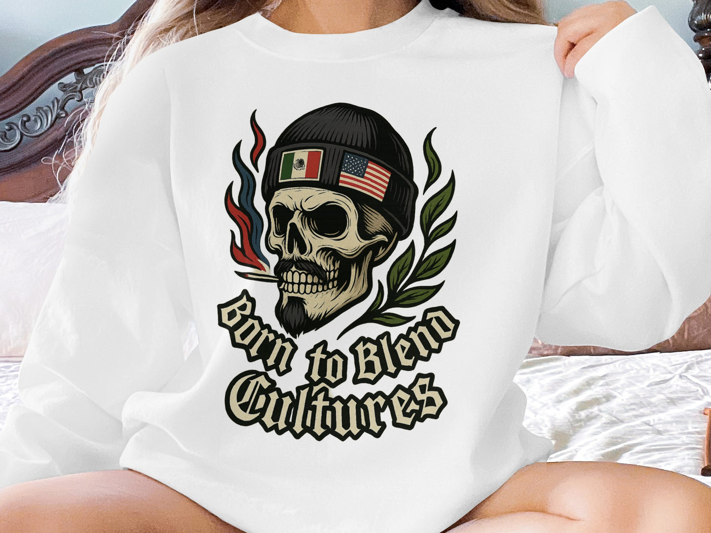 Born to Blend Cultures Skull Graphic Sweatshirt product