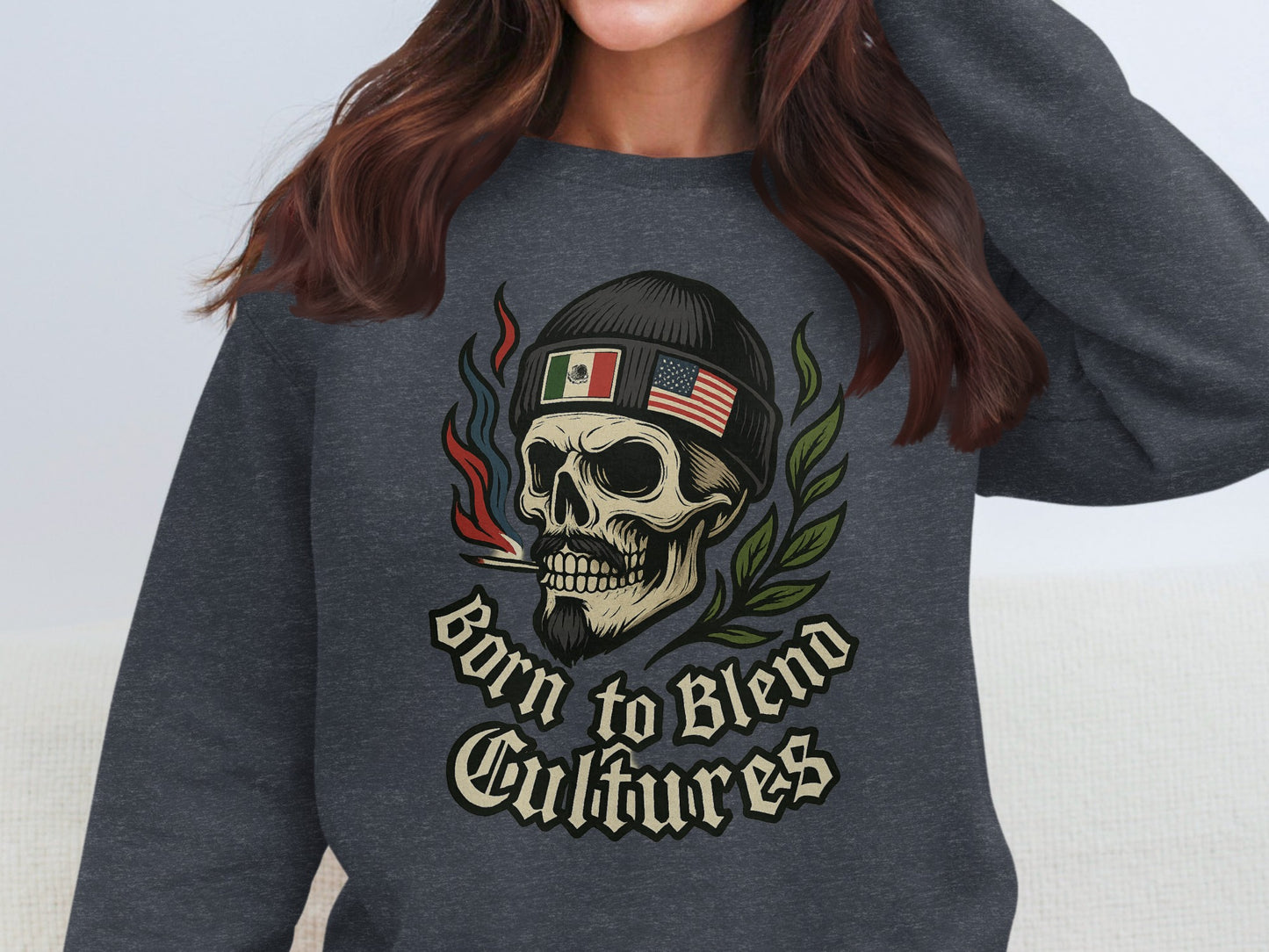 Born to Blend Cultures Skull Graphic Sweatshirt product