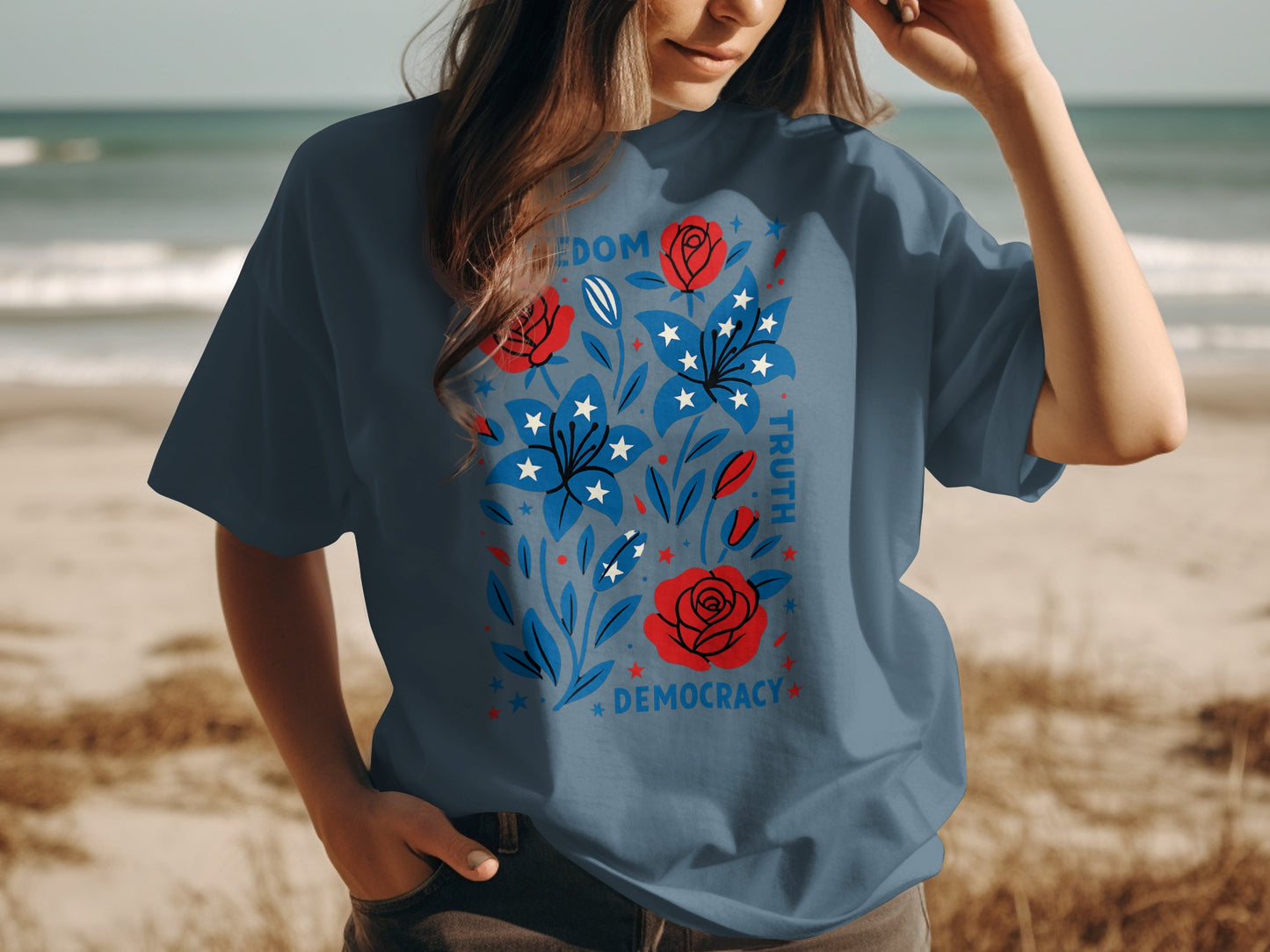 Freedom Truth Democracy Floral Graphic T-shirt product